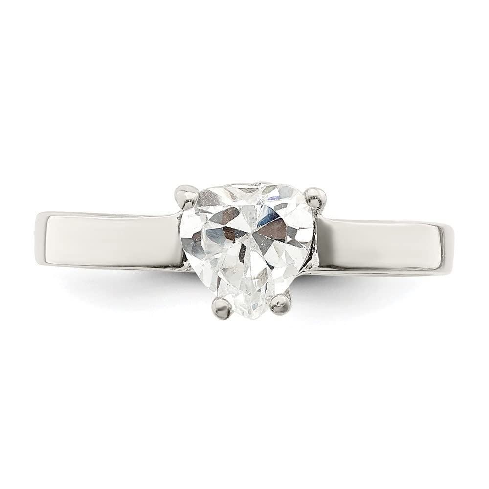 925 Sterling Silver Solitaire Heart Cubic Zirconia Ring for Women - Elegant Fine Jewelry Gift for Her - Perfect for Valentine's Day, Anniversary, Birthday & Special Occasions