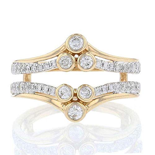 0.50 CT Round Cut Lab-Created Diamond Three Stone Ring Enhancer in 14K Yellow Gold - Perfect for Bridal Jewelry, Wedding Bands & Anniversary Gifts