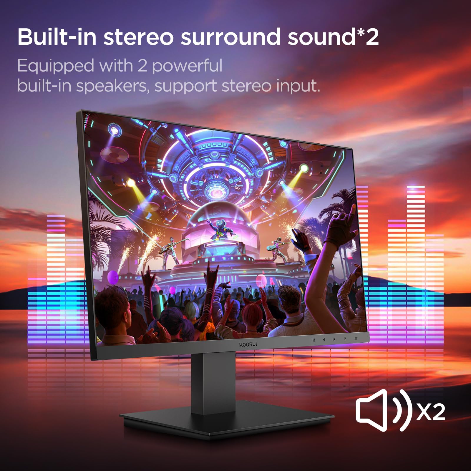 KOORUI 24 Inch FHD 1080p Computer Monitor with 100Hz Refresh Rate, Built-in Speakers, Ultra-Slim Bezel Design, VESA Mount Compatible (75x75mm), Tilt Adjustment, HDMI & VGA Ports - Perfect for Home Office, Gaming, and Entertainment