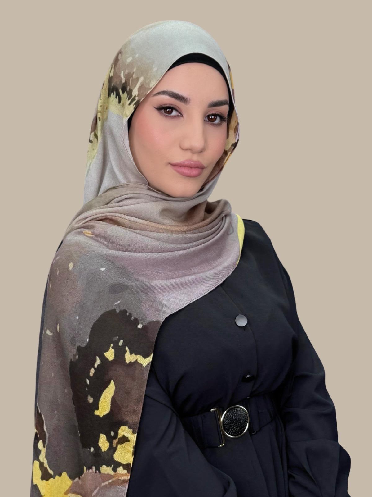 Print Modal Hijab Beirut Bronze - Soft & Breathable Muslim Scarf for Women - Perfect for Daily Wear, Prayer, and Special Occasions