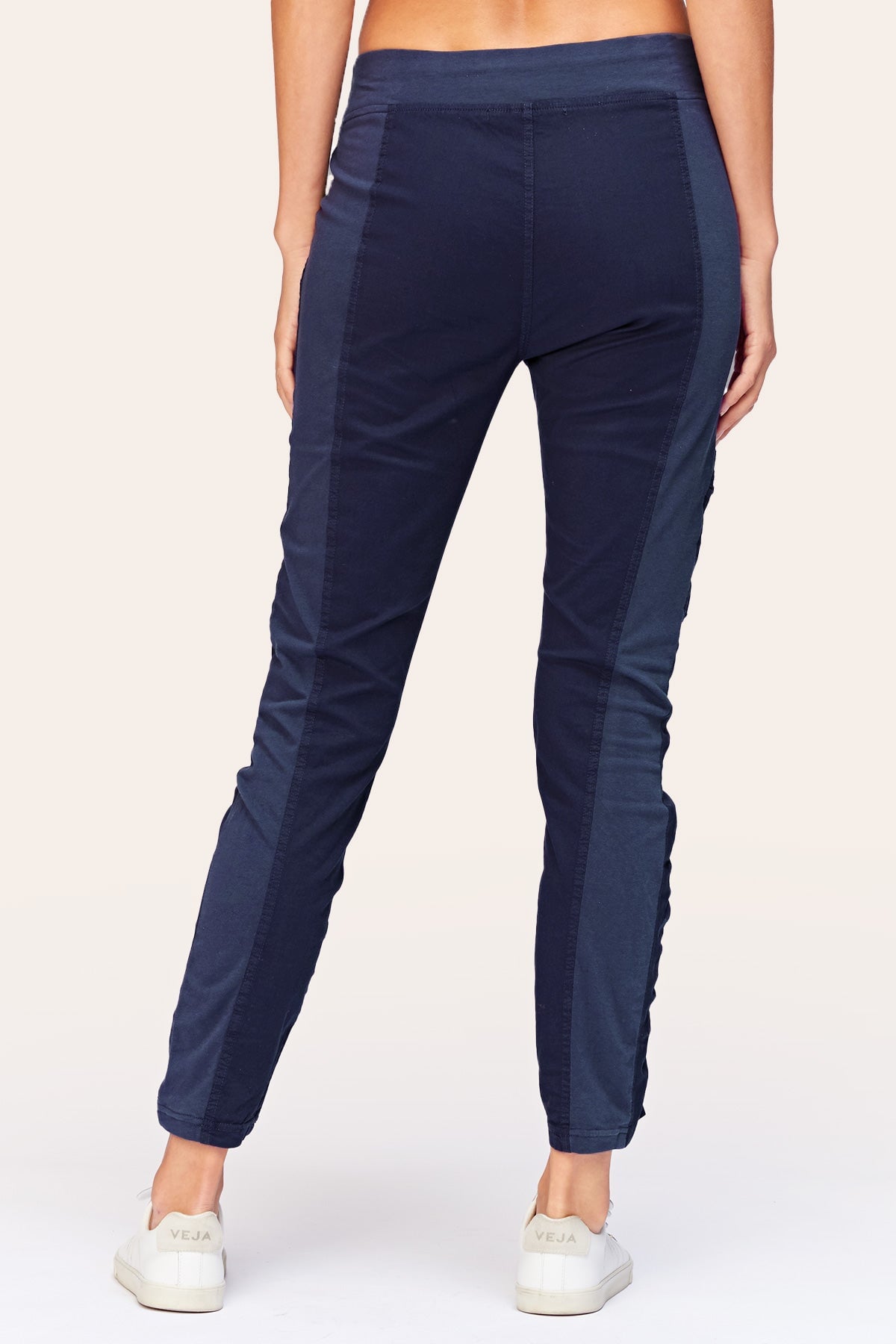 Malanda Women's Navy Blue Stretch Pants - Comfortable High Waist Trousers for Work, Travel & Casual Wear