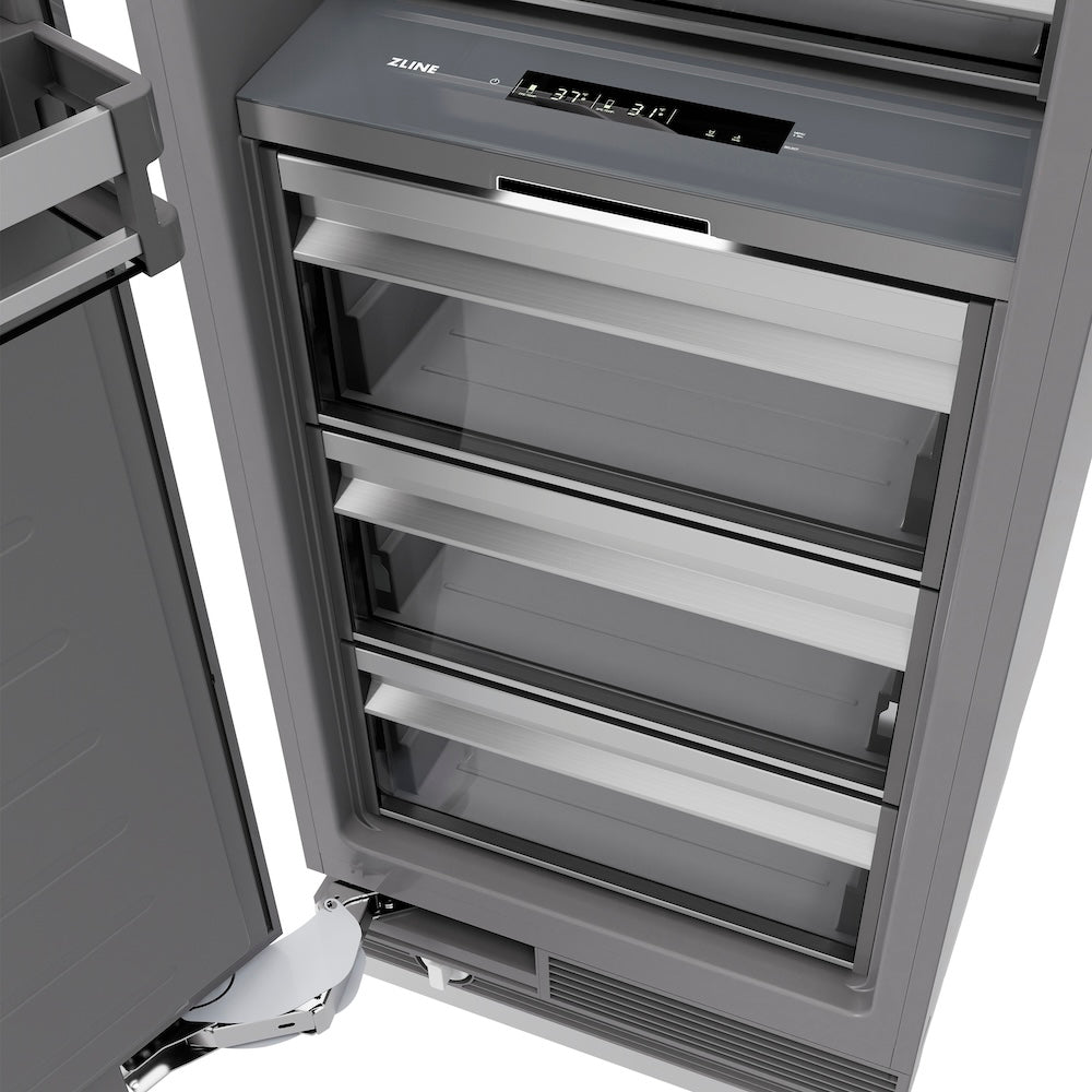 ZLINE Autograph Edition 30-Inch 16.7 cu ft Column Refrigerator - White Matte Finish with Graphite Gray Interior & Champagne Bronze Accents (RCRVZ WM 30 CB) - Perfect for Modern Kitchens & Open-Concept Living Spaces