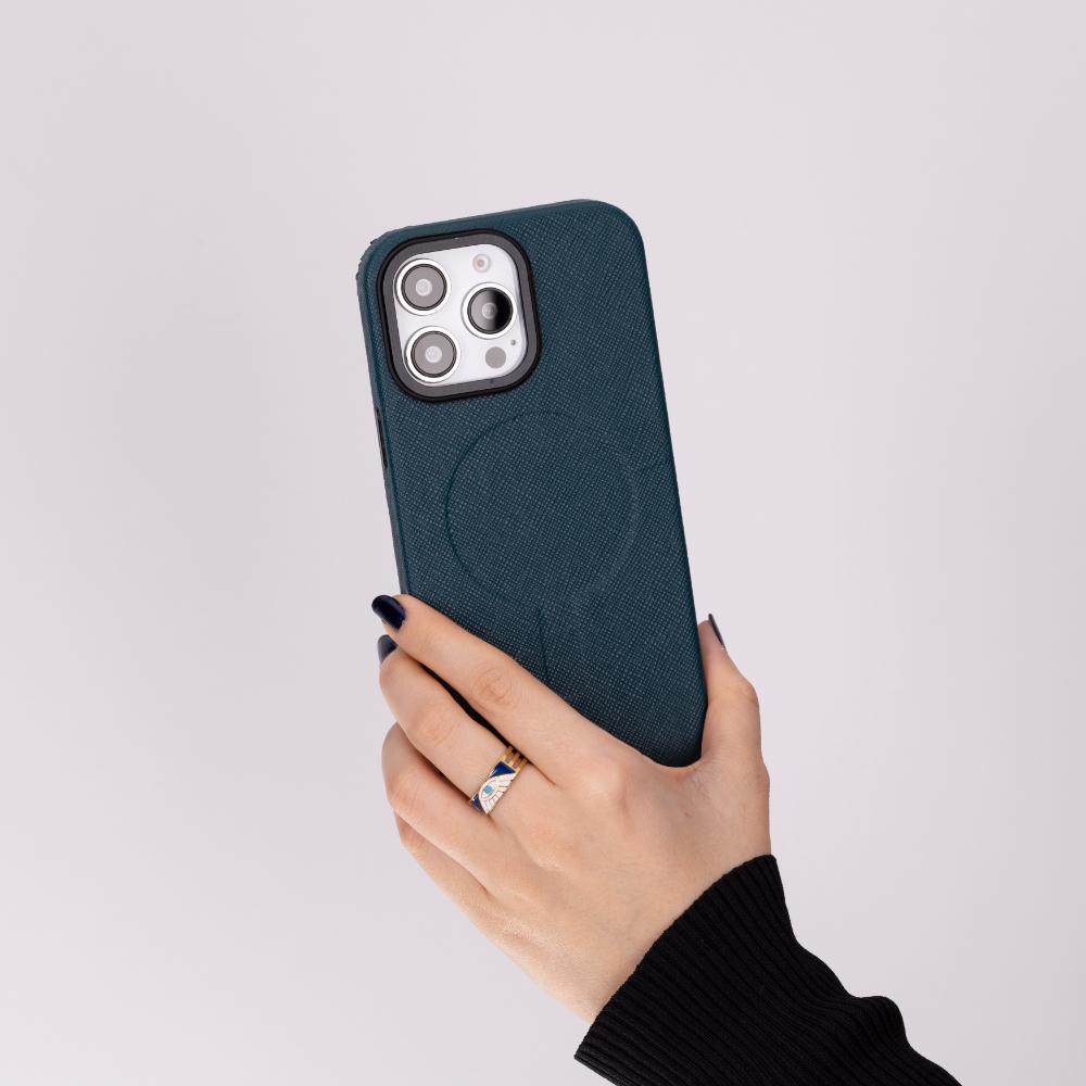 Premium Textured Teal Leather Case for iPhone 16 Pro Max - Slim Protective Cover with Soft Inner Lining | Perfect for Business, Travel & Everyday Use