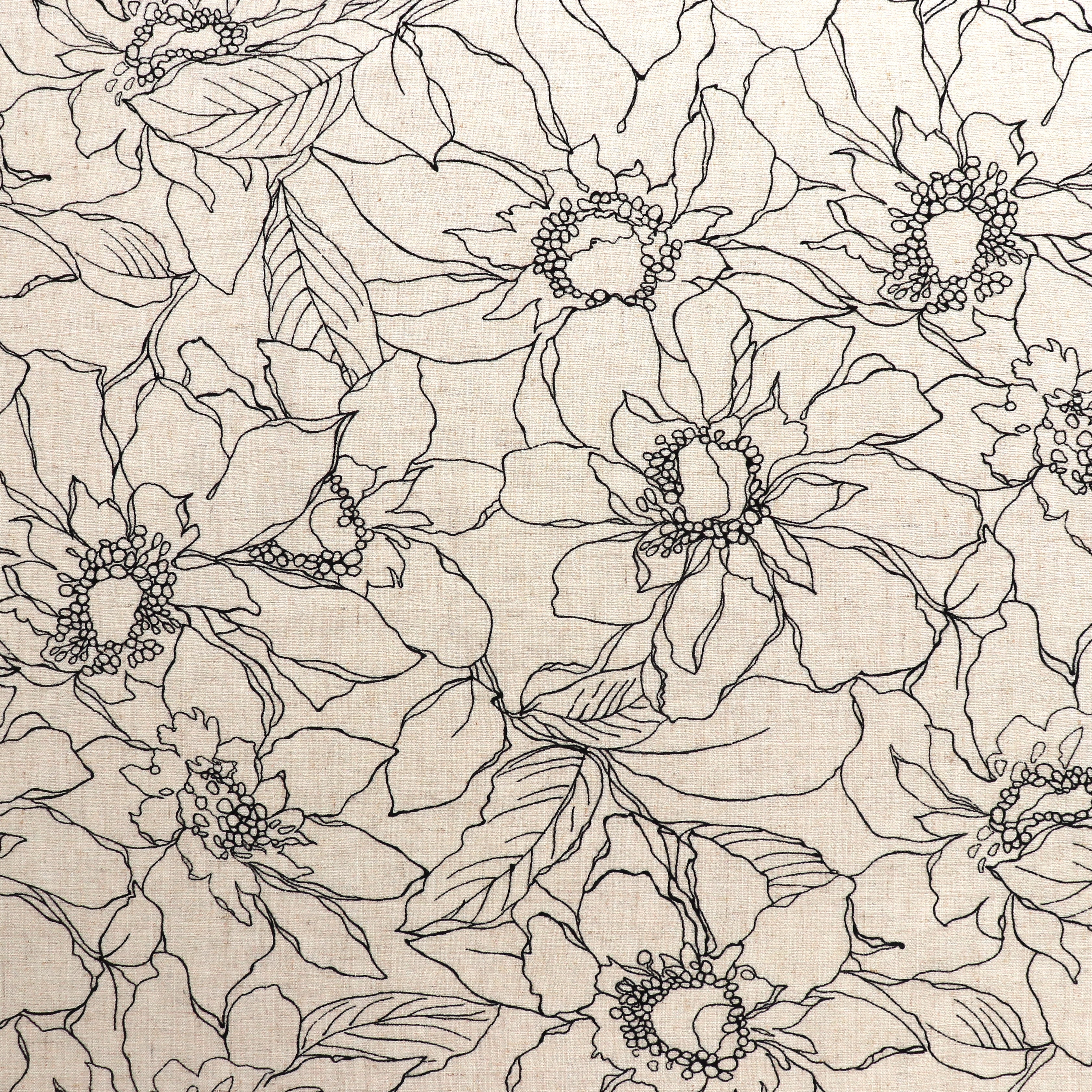 Natural Botanical Sketch Viscose Linen Fabric - Eco-Friendly Textile for Home Decor, DIY Crafts & Fashion Design