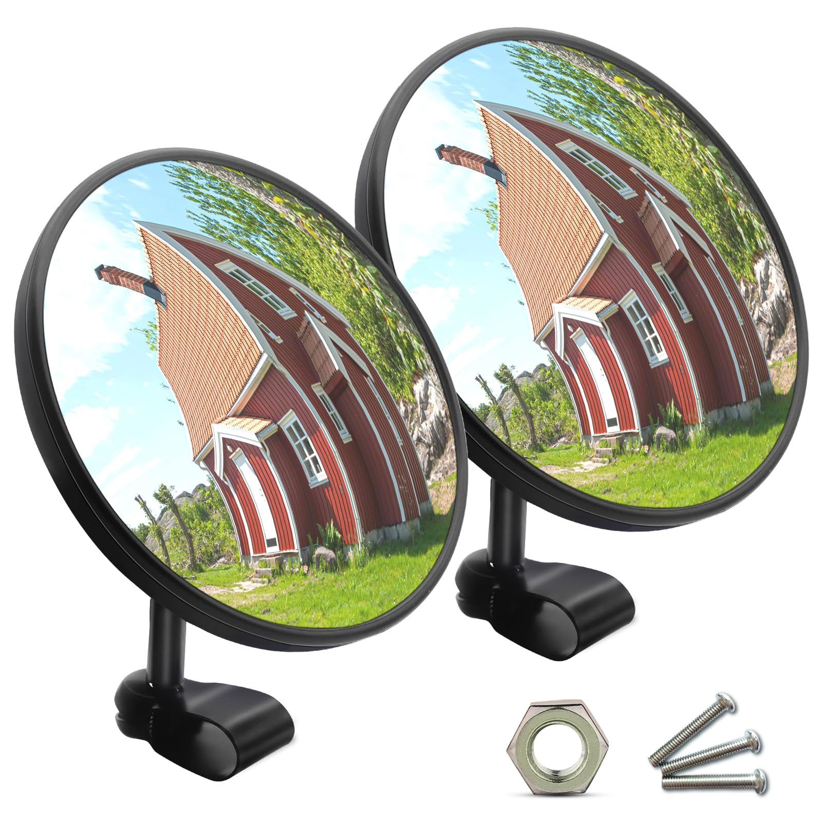360° Adjustable Universal Convex Mirror for Trucks - Wide Angle Spot Mirror with Round Design (2 Pack) - Perfect for Blind Spot Monitoring & Parking Assistance