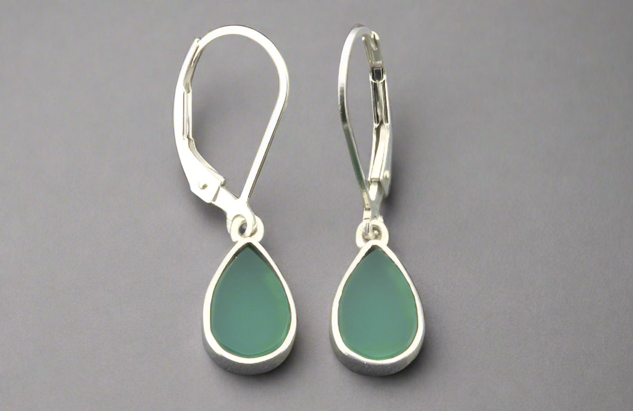 Dainty Green Onyx Teardrop Earrings in Sterling Silver - Perfect for Everyday Wear & Special Occasions