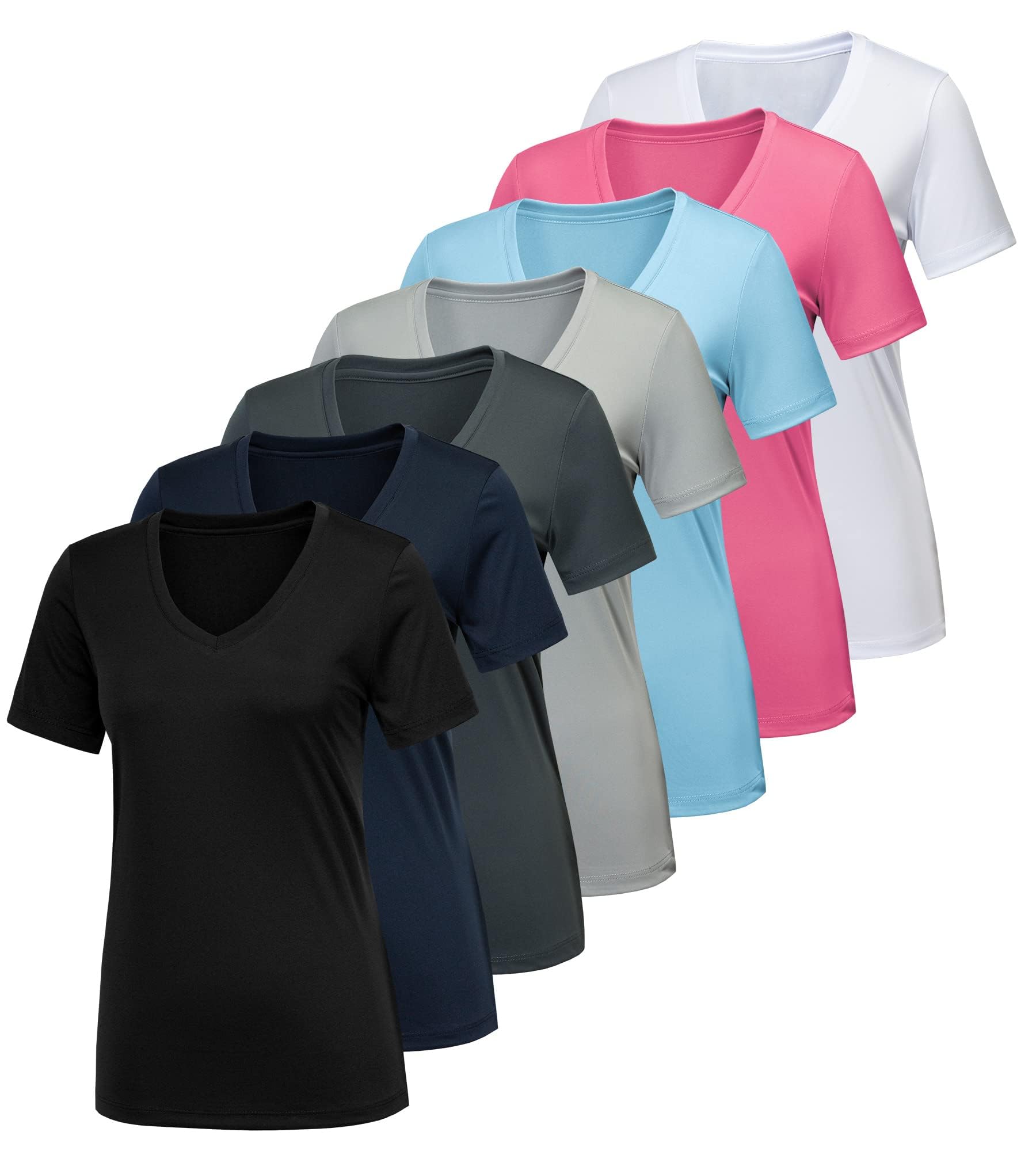 CE' CERDR 5/7 Pack Women's Workout Shirts - Moisture Wicking Quick Dry Active Athletic Gym Performance T-Shirts for Running, Yoga & Fitness Training