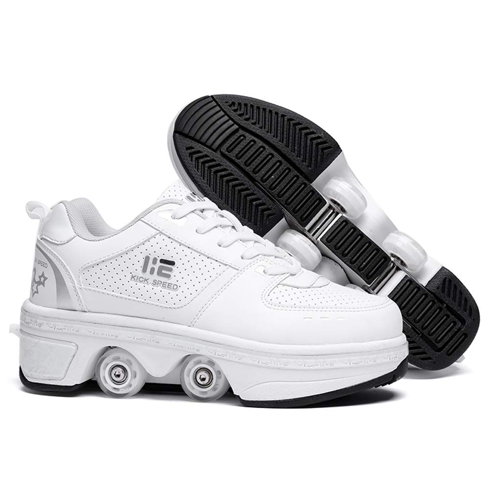 2-in-1 Roller Skates & Sneakers for Men Women - Retractable Wheel Shoes for Outdoor Fun, Fitness & Commuting | Perfect for Skating, Walking & Daily Use