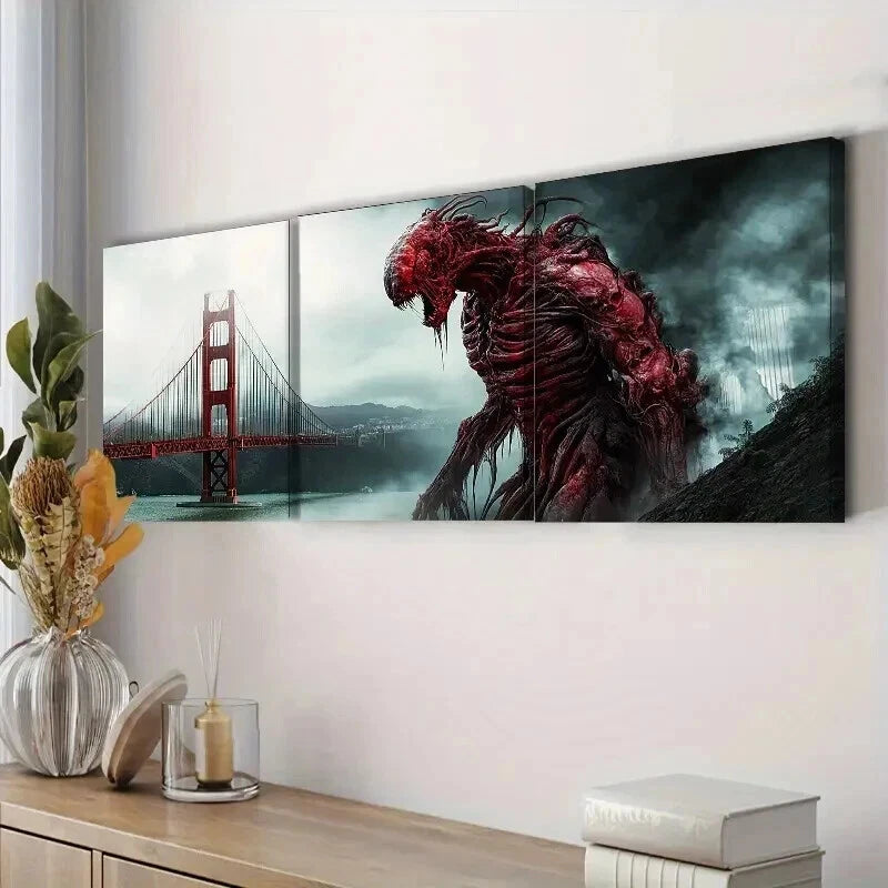 3-Piece Dissecting Alien Life Wall Art Set - Framed Canvas 50x70cm | High Quality Print | 100% Australian Made | Ready to Hang | Perfect for Sci-Fi Home Decor & Office Spaces