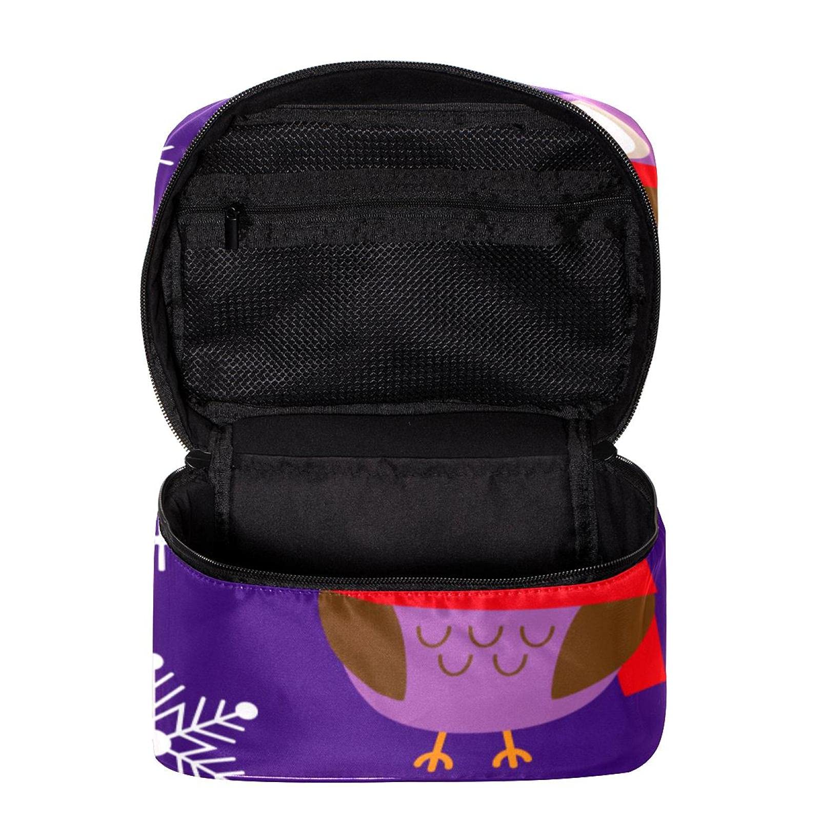 Christmas Owl Snowflake Pattern Travel Makeup Bag - Large Cosmetic Organizer with Zipper for Women & Girls | Perfect for Holiday Travel, Gift Giving & Toiletry Storage