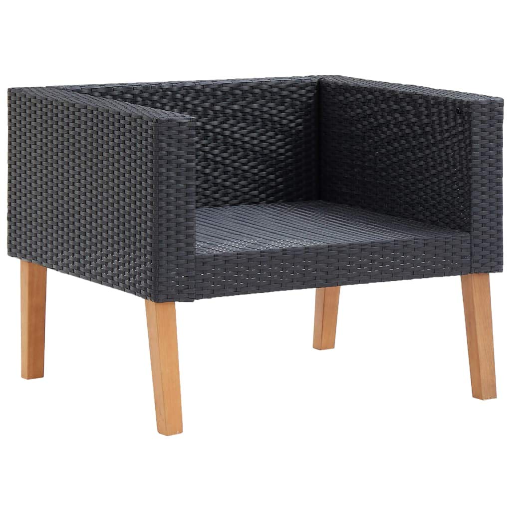 vidaXL Single Patio Sofa with Cushions - Durable Poly Rattan Outdoor Furniture, Weatherproof & Low Maintenance - Lightweight Modular Design for Patio, Garden, or Balcony - Black Frame with Cream White Cushions