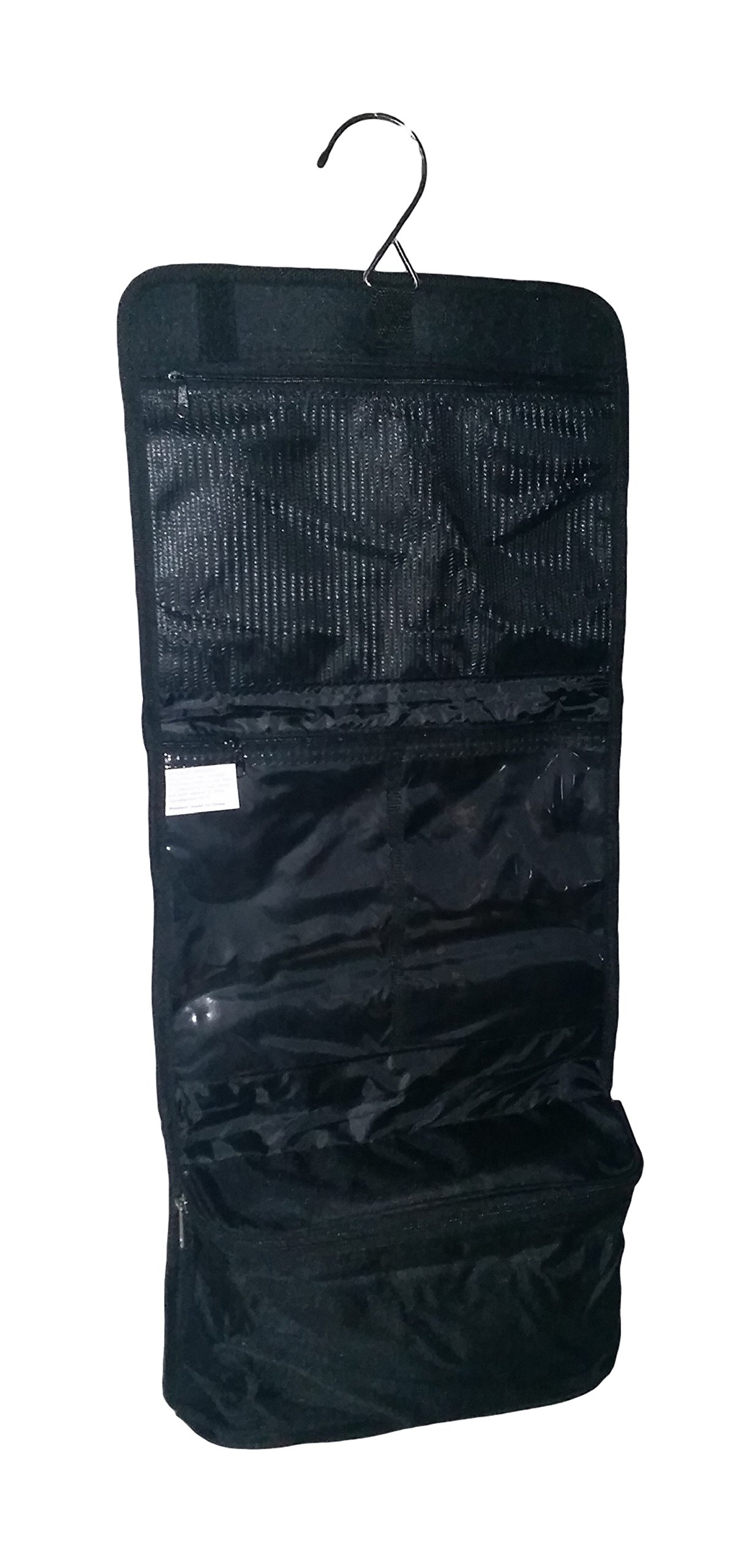 Roll Up Hanging Toiletry Bag for Travel - Waterproof Cosmetic Organizer with Custom Embroidery Option (Black) | Perfect for Bathroom Storage, Camping & Airplane Carry On