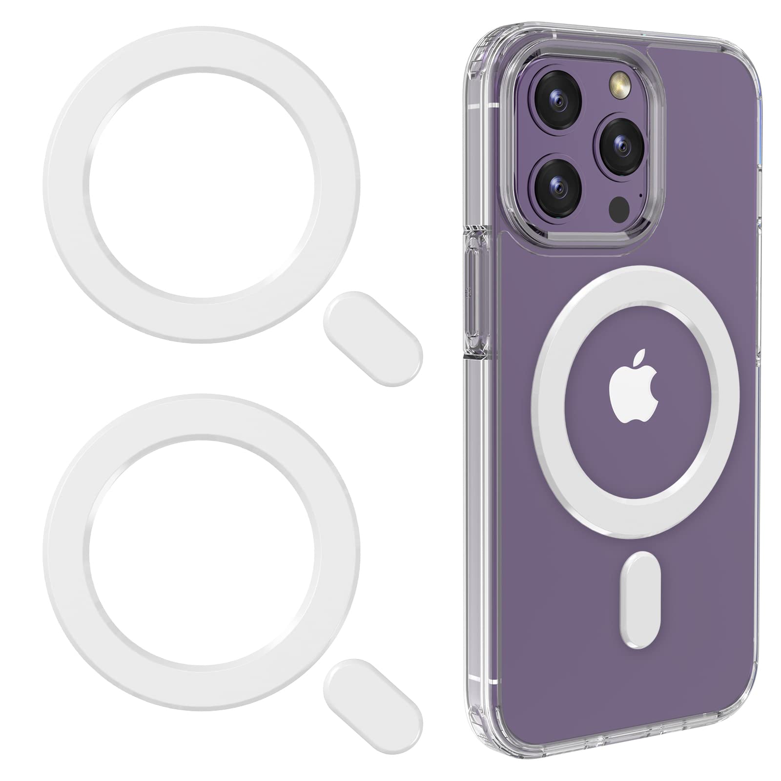 Universal MagSafe Ring - 2 Pack Magnetic Sticker Adapter Compatible with iPhone 16/15/14/13/12/11 Pro Max/Mini & Galaxy S25/S24/S23 - White | Wireless Charging Accessory for Magsafe Cases & Car Mounts