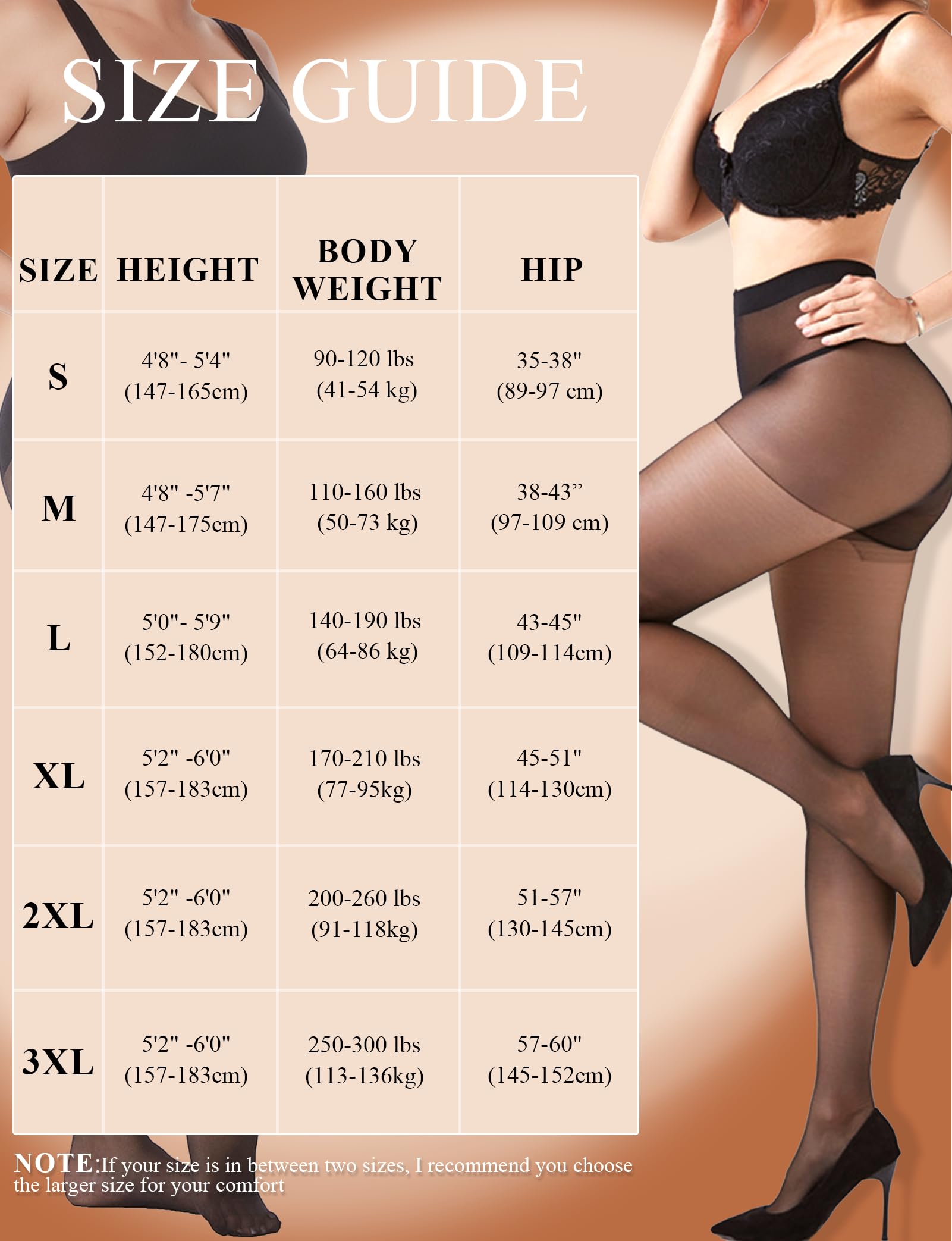 2 Pairs Sheer Black Tights for Women - 20D High Waist Pantyhose, Plus Size Nylon Stockings for Everyday Wear, Office & Special Occasions