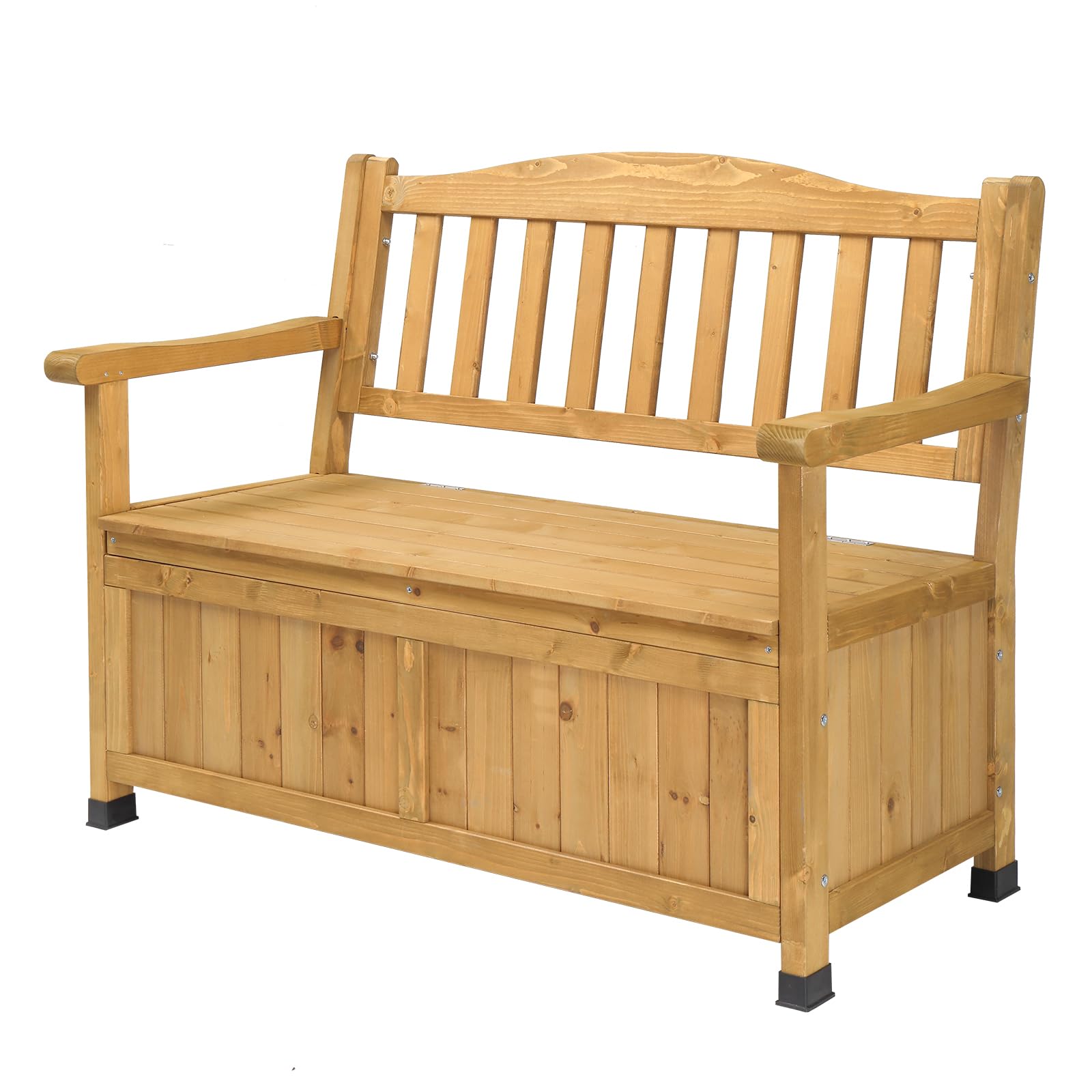 **Weather-Resistant Cedar Garden Bench with Storage - 44