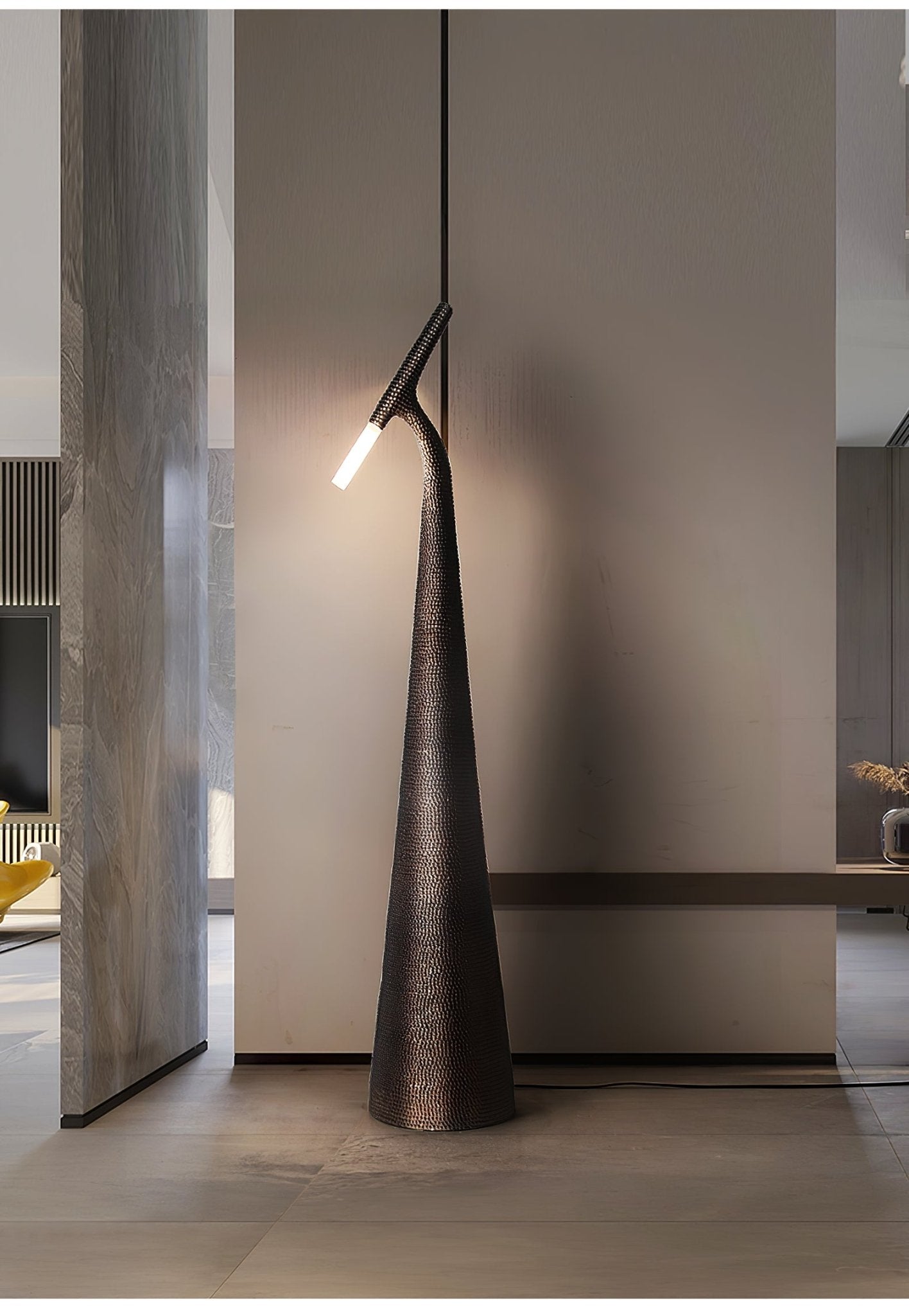 Modern Apex Texture Floor Lamp for Living Room - Adjustable Standing Light with Fabric Shade, Perfect for Bedroom, Office & Reading Nook
