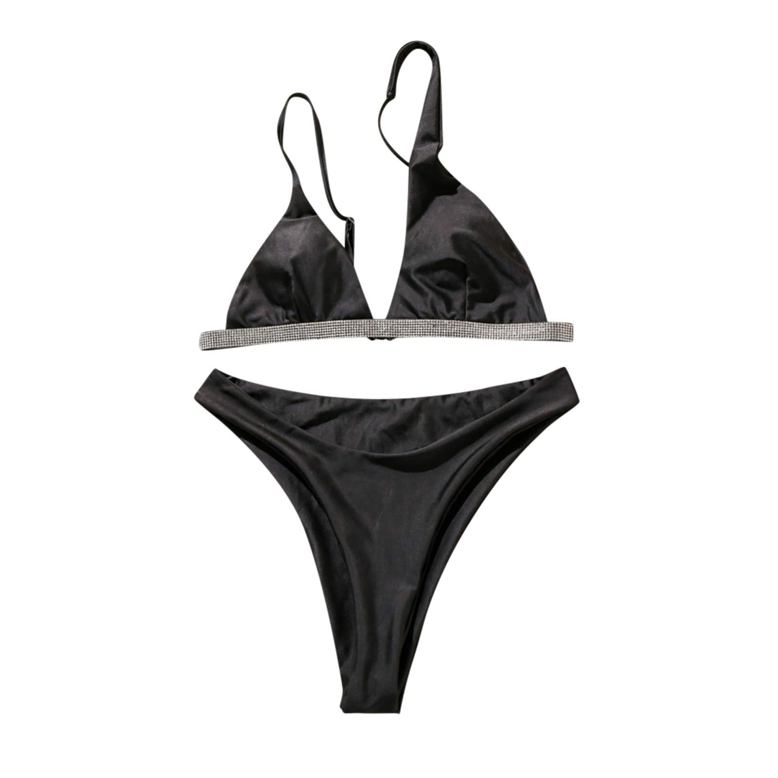 Sexy Lace Padded Push Up Bikini Set - Women's Solid Color Swimwear with Removable Bra Cups for Beach, Pool & Vacation | Perfect for Summer, Swimming & Tropical Getaways