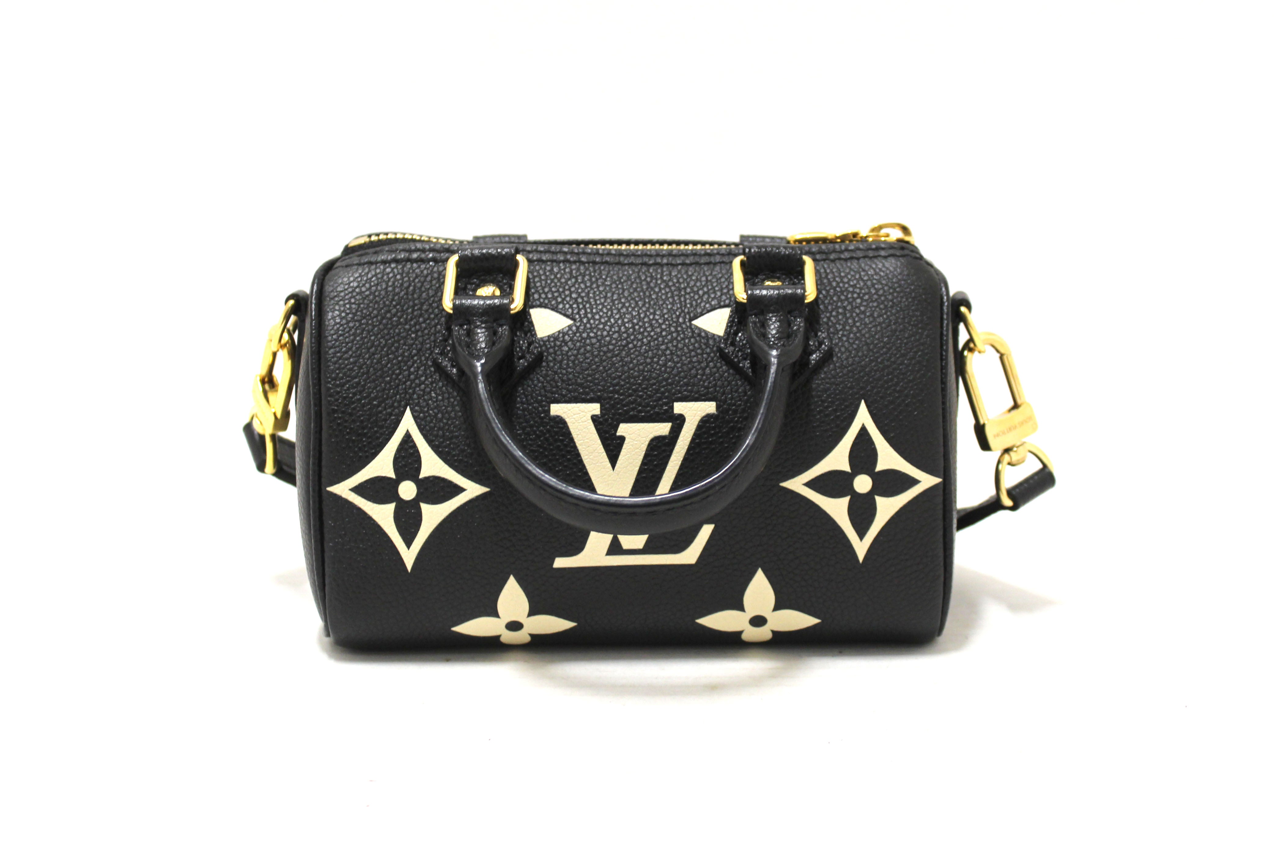 Authentic Louis Vuitton Monogram Black Empreinte Leather Nano Speedy Crossbody Bag - Luxury Designer Handbag for Women, Perfect for Everyday Use, Travel & Special Occasions