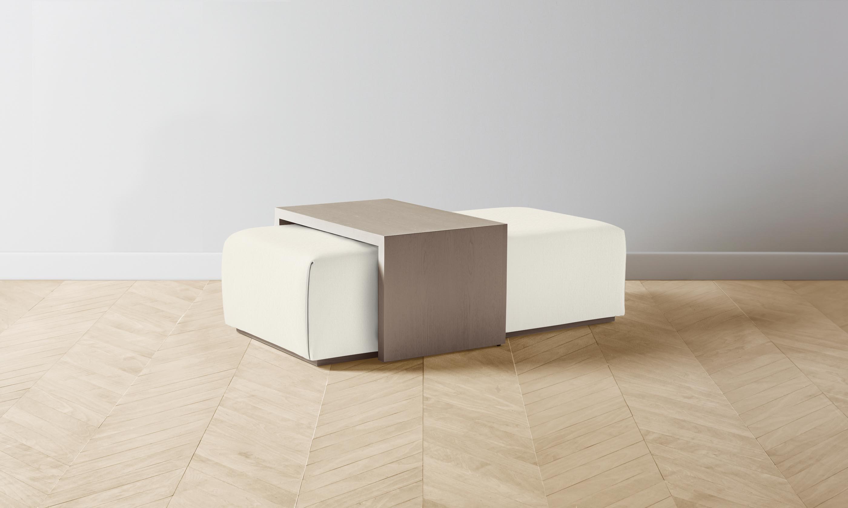 The Bowery Ottoman - Performance Bouclé Polar Fabric, Modern Round Footstool Pouf for Living Room, Bedroom & Nursery - Perfect for Relaxing, Extra Seating & Home Decor