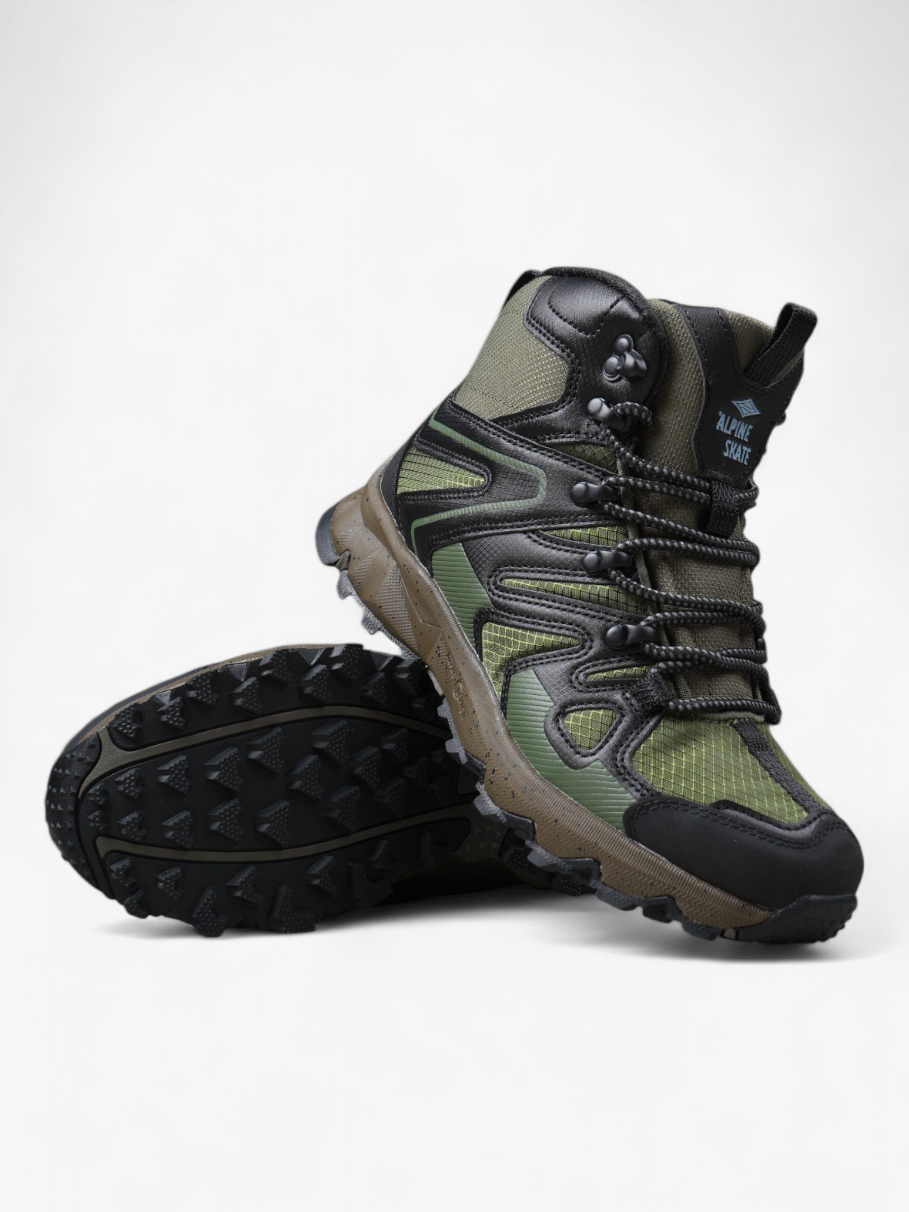 Alpine Skate Itzar Hiking Boots for Men & Women - Olive Green & Black - Durable Trekking Shoes for Outdoor Adventures, Camping, and Mountain Climbing