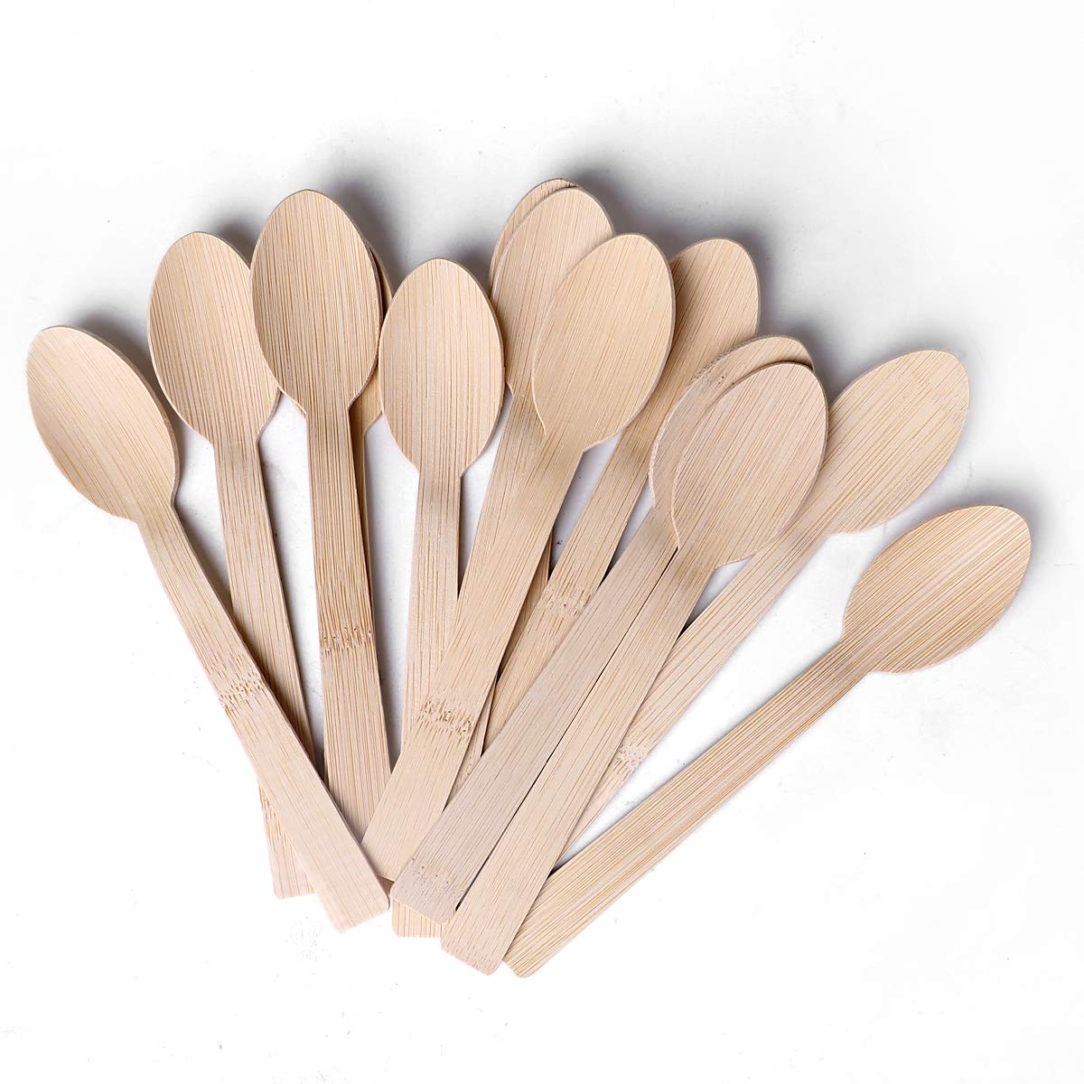 Eco-Friendly Bamboo Disposable Utensils - 100-Pack Biodegradable Compostable Bamboo Spoons (6.7