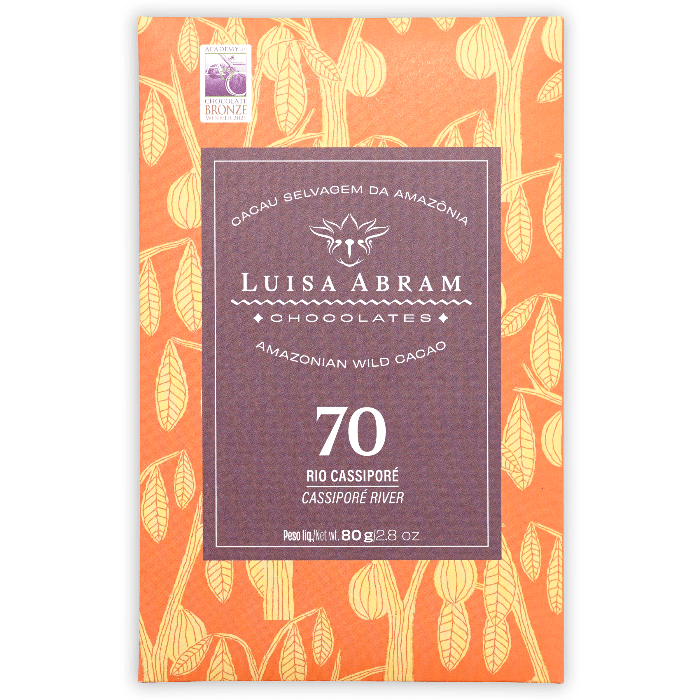 Luisa Abram Rio Cassipore 70% Dark Chocolate Bar - Premium Single Origin Brazilian Cacao - Perfect for Gifting, Baking & Gourmet Desserts