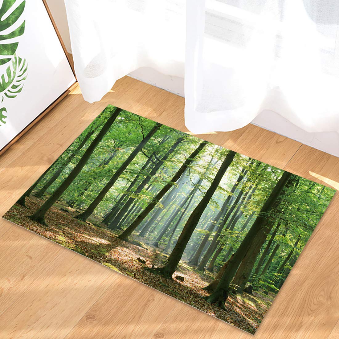 Non-Slip Green Forest Doormat - Indoor/Outdoor Rug for Home & Office