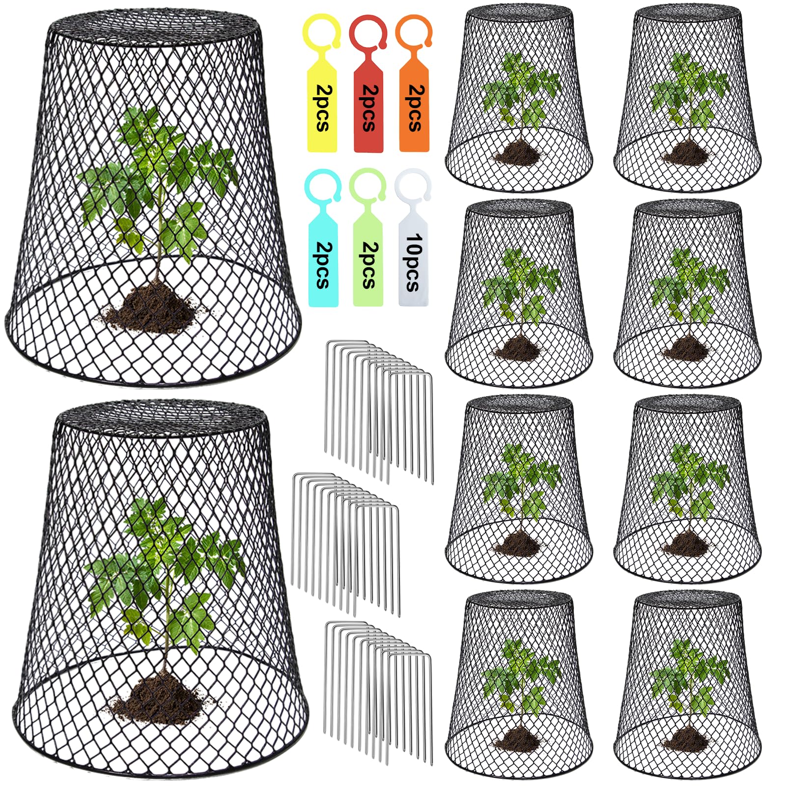 10 Pack Heavy Duty Chicken Wire Cloche Plant Covers - 9.13×9.13 Inch Metal Garden Netting for Protecting Plants from Rabbits, Squirrels, Birds & Chickens - Perfect for Vegetable Gardens, Flower Beds & Seedling Protection