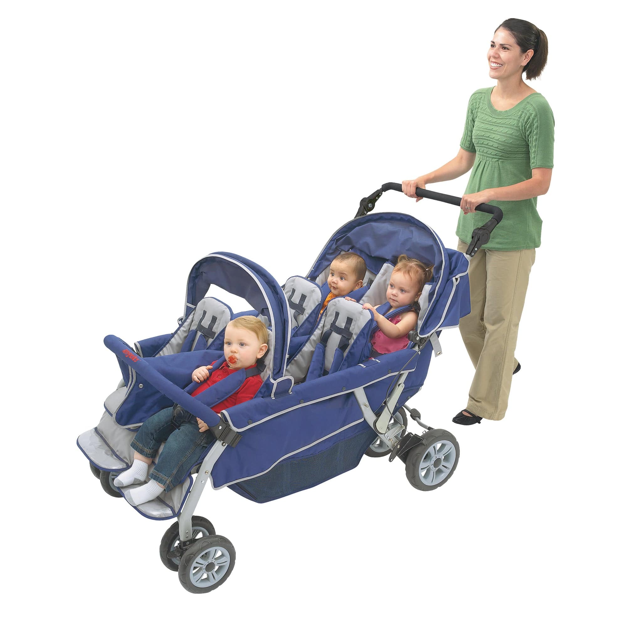 SureStop™ Bye Bye® 6 Passenger Stroller by Angeles - Lightweight Multi-Kids Jogging Stroller for Outdoor Walks, Shopping & Family Outings