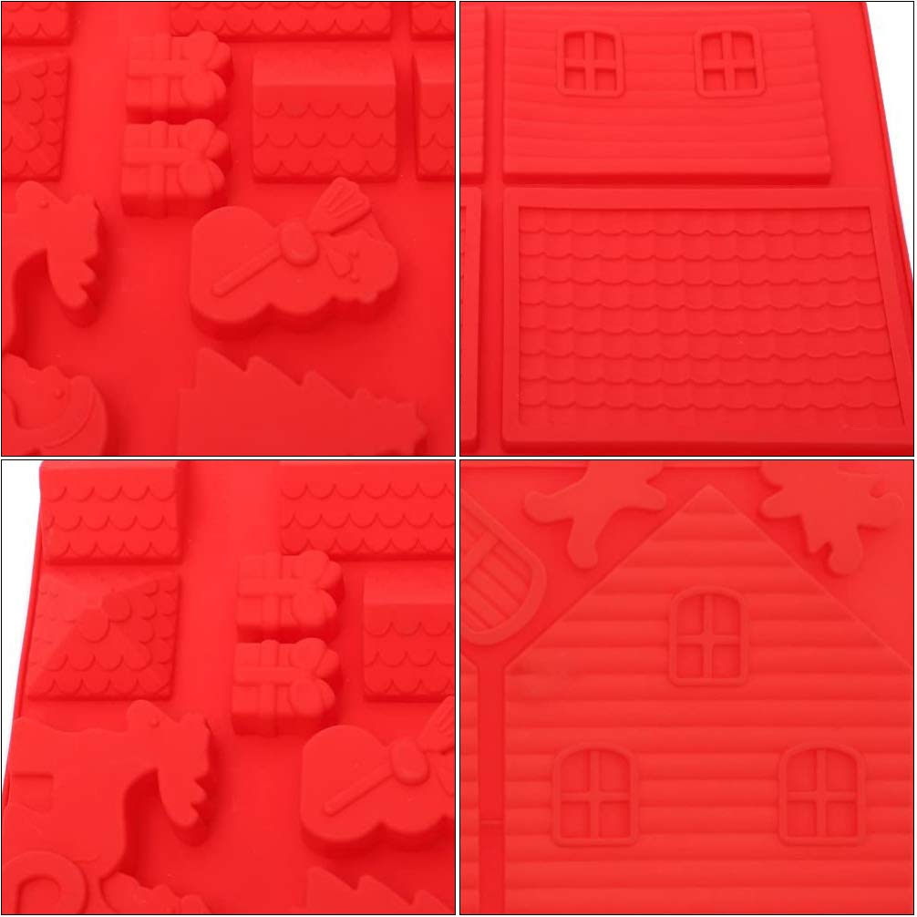 Jojofuny 3-Piece Silicone Christmas Baking Mold Set - 3D House, Tree & Snowman Cookie Cutters for Mousse Cakes, Muffins & Chocolate | Holiday Baking, DIY Desserts & Christmas Party Treats