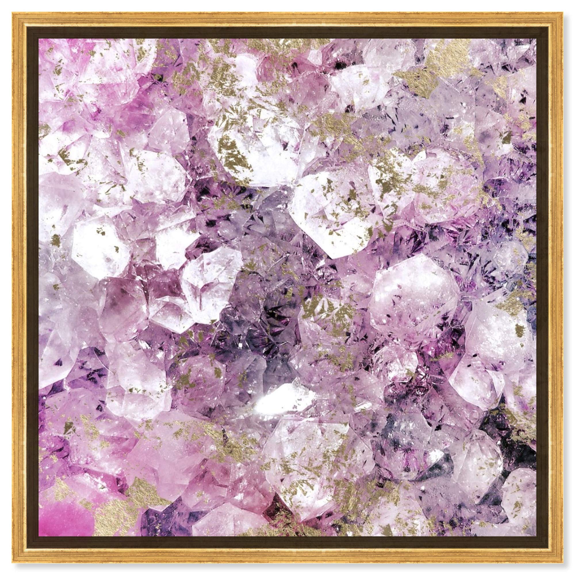 Oliver Gal Artist Co. Abstract Framed Wall Art - Romantic Crystal Canvas Print in Purple & Gold (16x16 Inches) - Perfect for Living Room, Bedroom & Office Décor