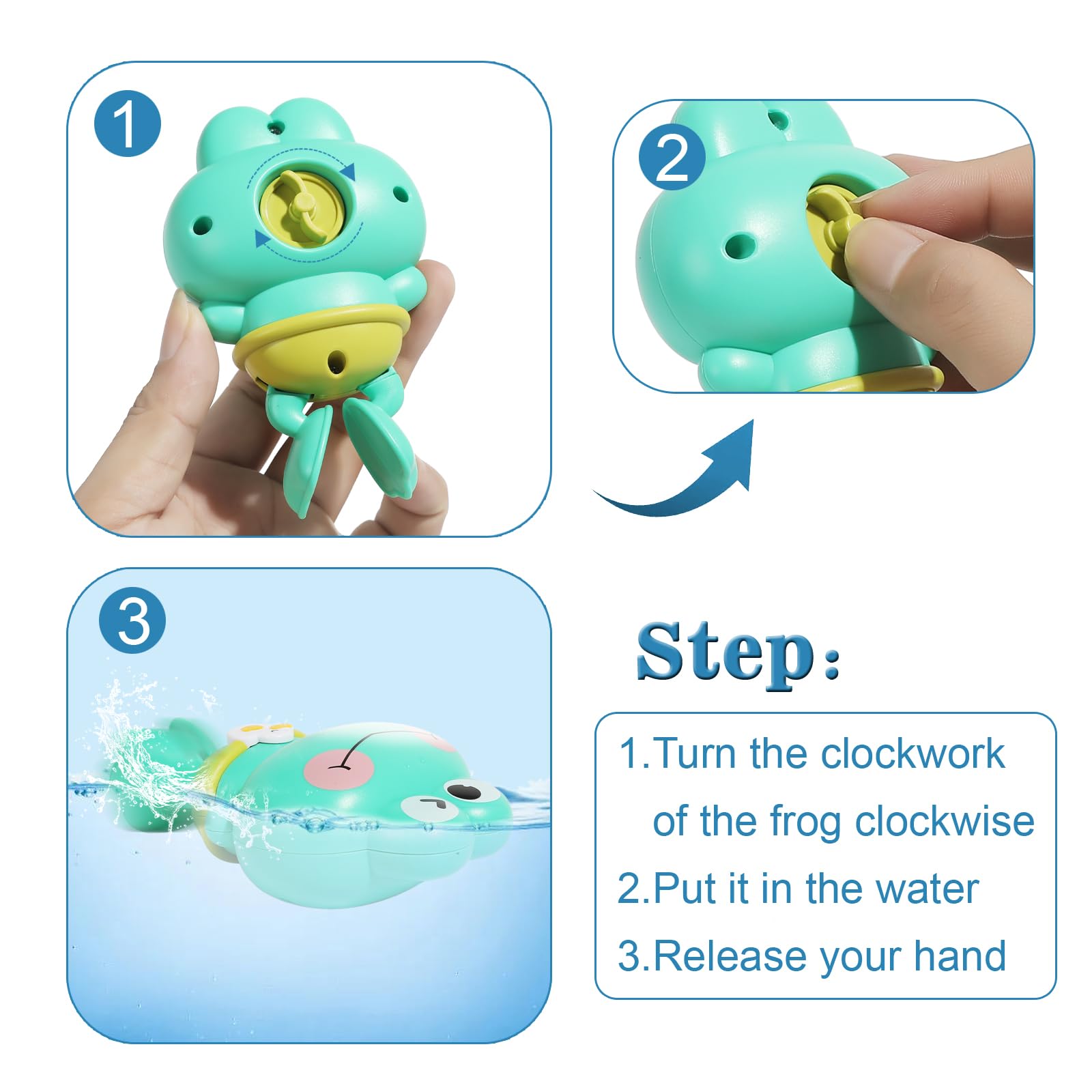 **Best Baby Bath Toys for 6-12 Months - 3 Pack Cute Floating Frog Pool Toys for Toddlers 6M+, Wind-Up Bathtub Toys for Boys & Girls - Montessori Sensory Toys for 1-3 Year Olds - Perfect for Bathtime, Pool Play & Early Learning**
