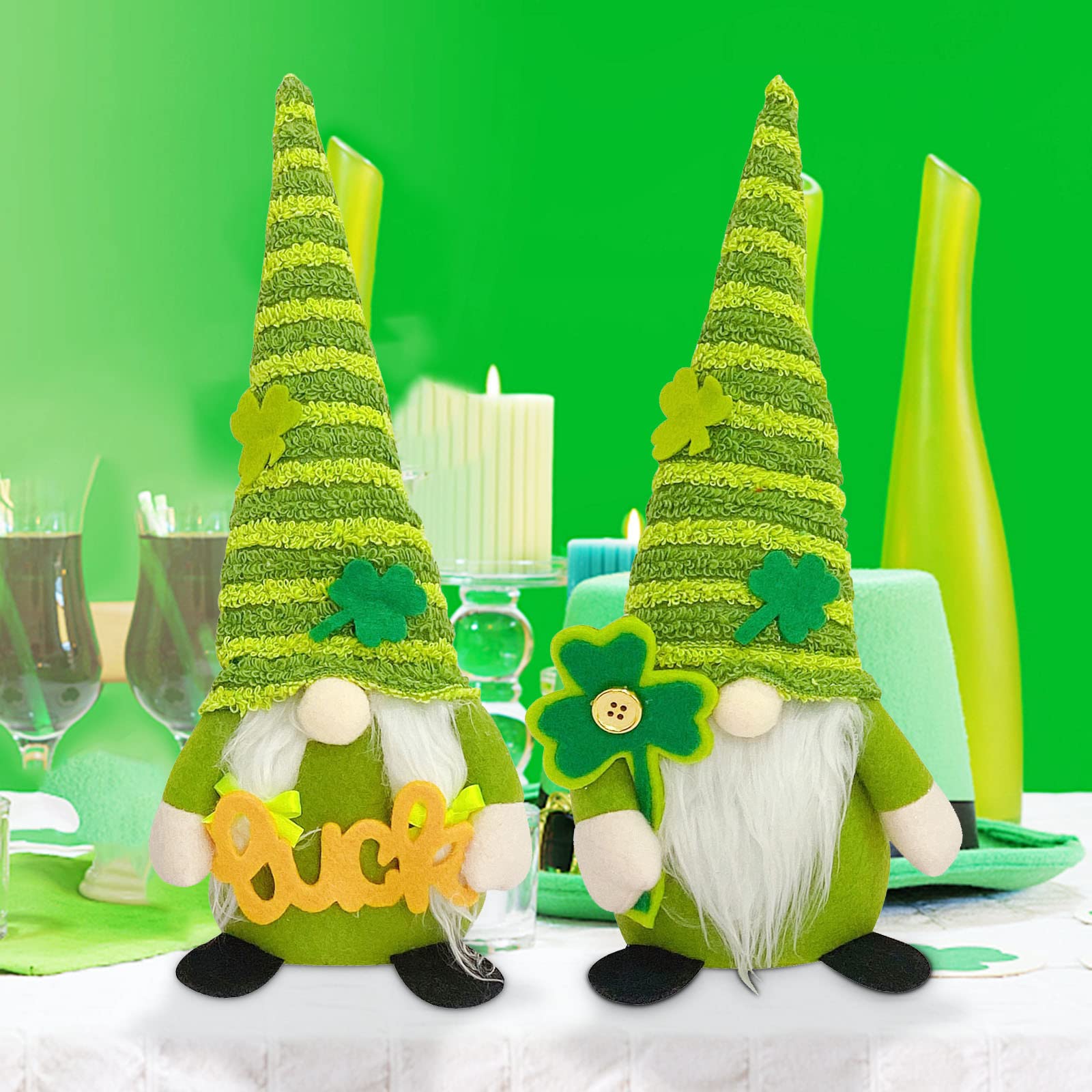 Lucky Clover Gnome Doll - St Patrick's Day Decor for Home & Gifts (Green)