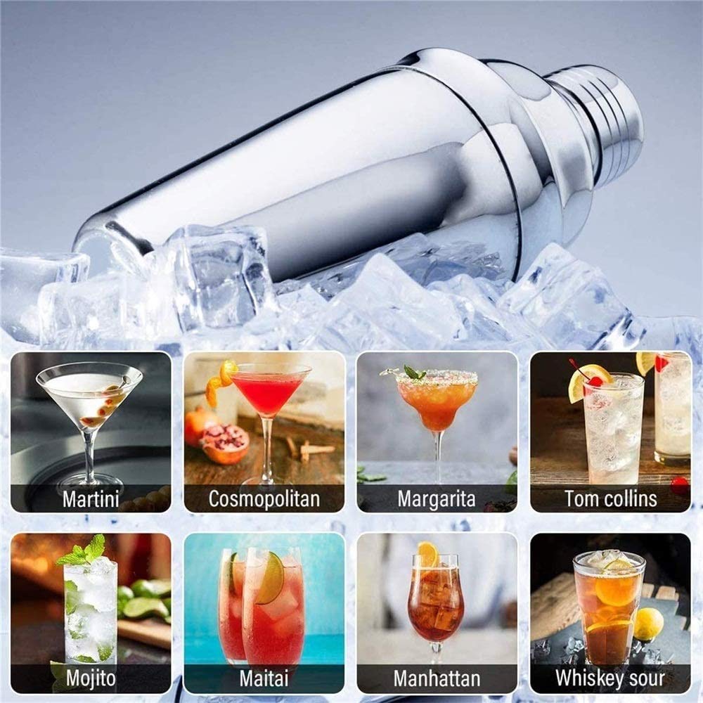 11-Piece Professional Stainless Steel Cocktail Shaker Set with Stand - Complete Bartender Kit for Mixing Drinks, Cocktails & Mocktails | Perfect for Home Bars, Parties & Bartending Practice