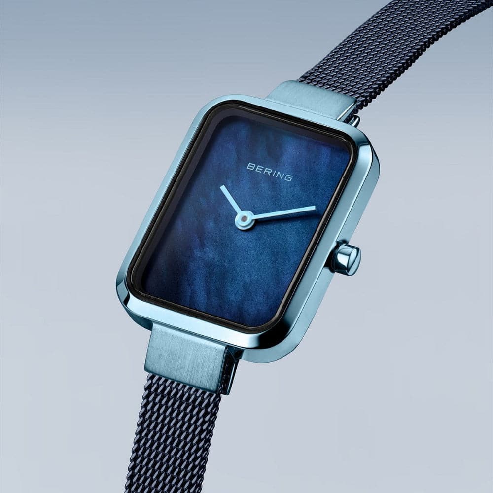 Bering Classic Blue Dial Women's Watch with Milanese Strap 14520-398 - Elegant Timepiece for Office, Date Night & Special Occasions