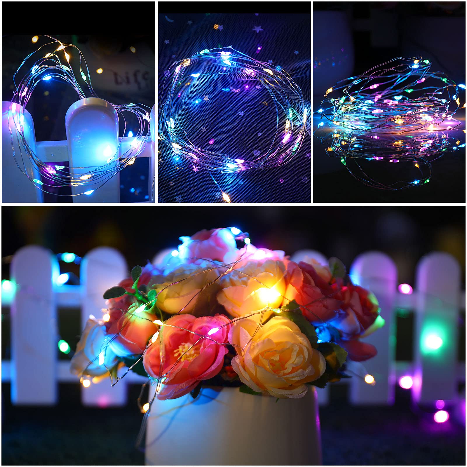 Mandiq 12 Pack Battery Operated Fairy Lights - 10ft 30 LED String Lights with Flashing & Steady Modes, Silver Wire Mini Lights for Christmas, Party, Wedding, Home & Outdoor Decorations - Perfect for Holiday, Bedroom, Garden and Event Lighting