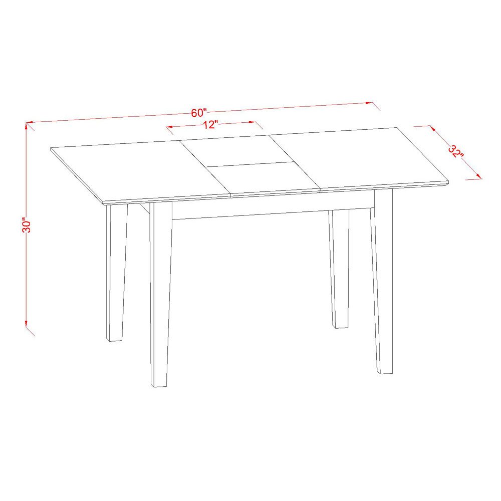 East West Furniture 3-Piece Mahogany Dining Set with Rectangle Table & 2 Chairs - 32x60 Inch Expandable Wooden Table with Butterfly Leaf - Perfect for Small Kitchens, Breakfast Nooks & Compact Dining Spaces