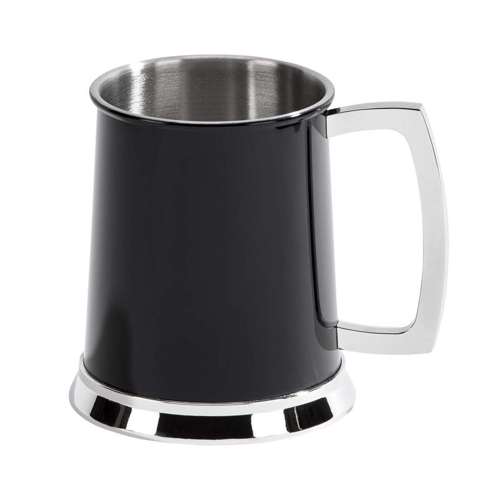 20oz Stainless Steel Beer Mug with Handle - Insulated Black Beer Glass for Outdoor Camping, BBQ, Parties & Home Bar Use