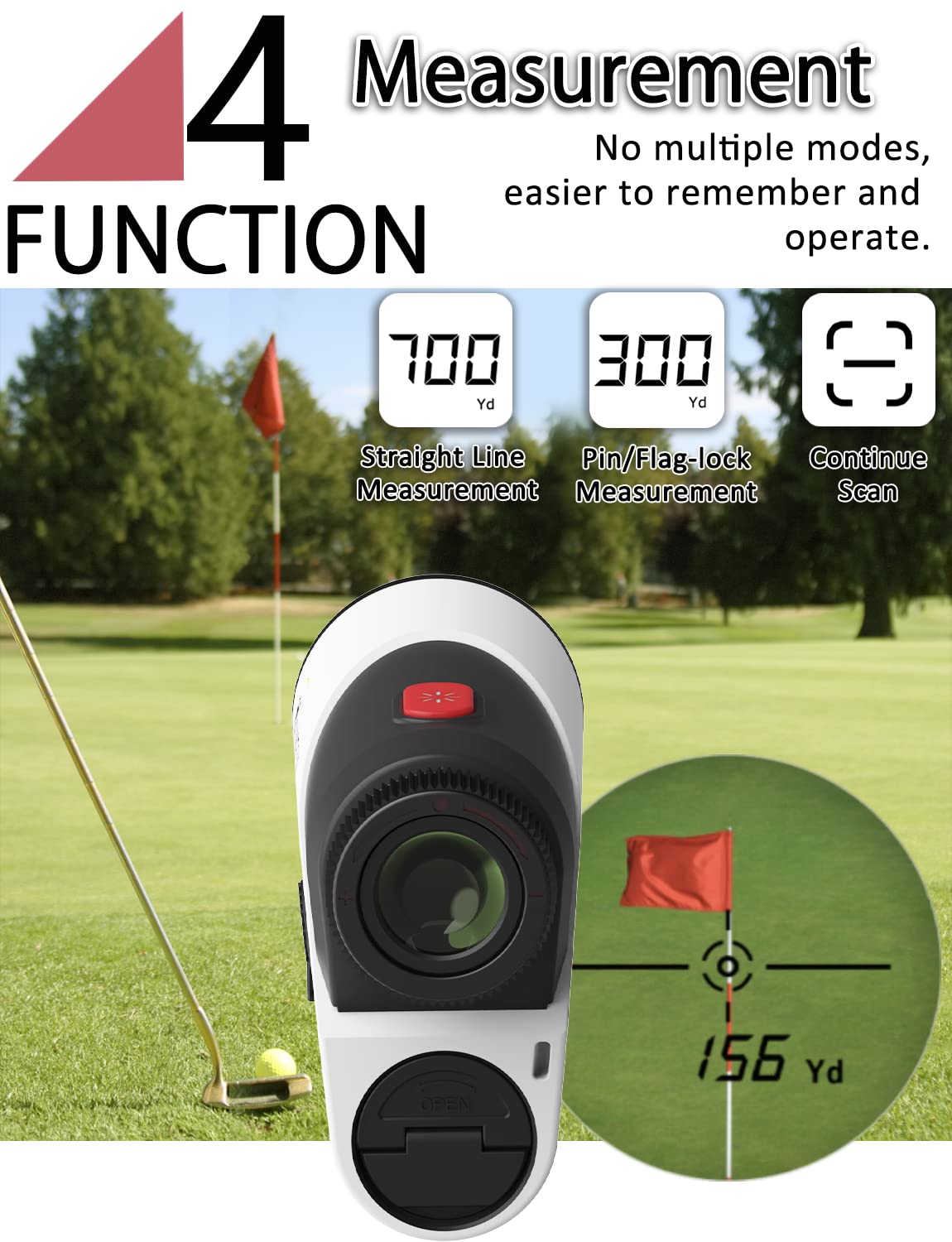 Professional Golf Laser Rangefinder with Slope Switch - A300 Portable Yardage Finder, Accurate & Fast Focus, Wide View for Golfers | Perfect for Course Play & Tournament Training