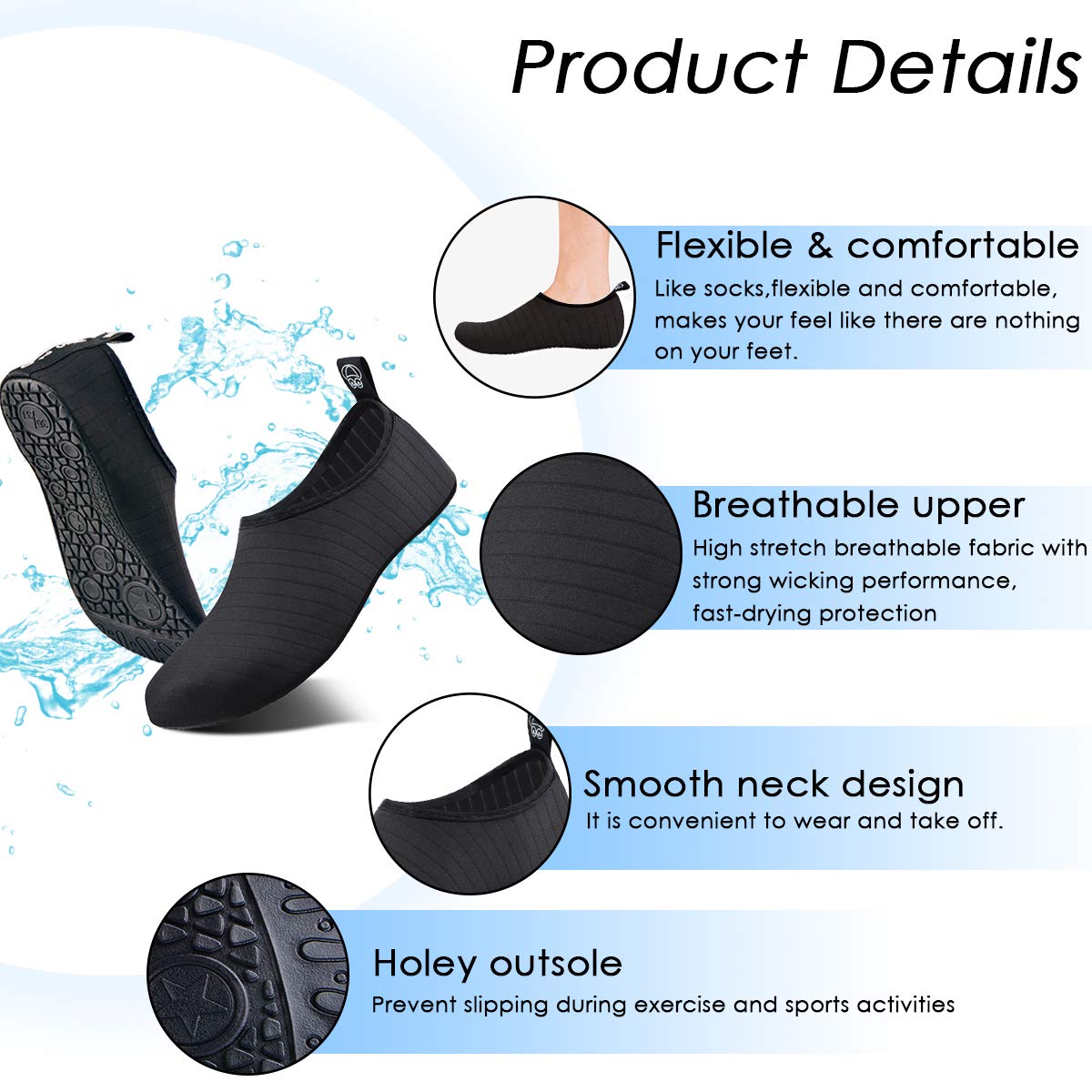 **Quick-Dry Water Shoes for Women & Men - Lightweight Aqua Socks for Swimming, Beach, Surfing, Yoga & Outdoor Activities | Perfect for Pool, Gym & Travel**