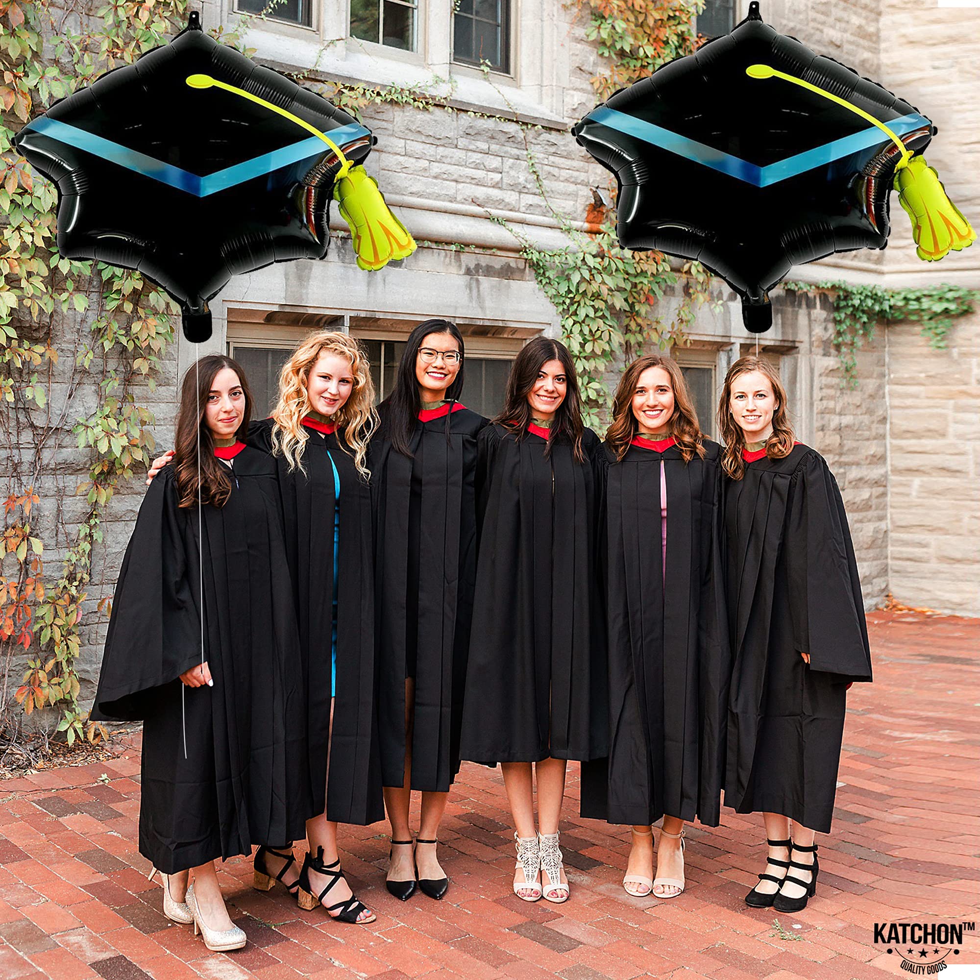 KatchOn 22 Inch Graduation Cap Balloons - Pack of 2, Large Grad Hat Balloons for Class of 2025 Decorations | Perfect for Graduation Parties, Photo Backdrops & School Celebrations