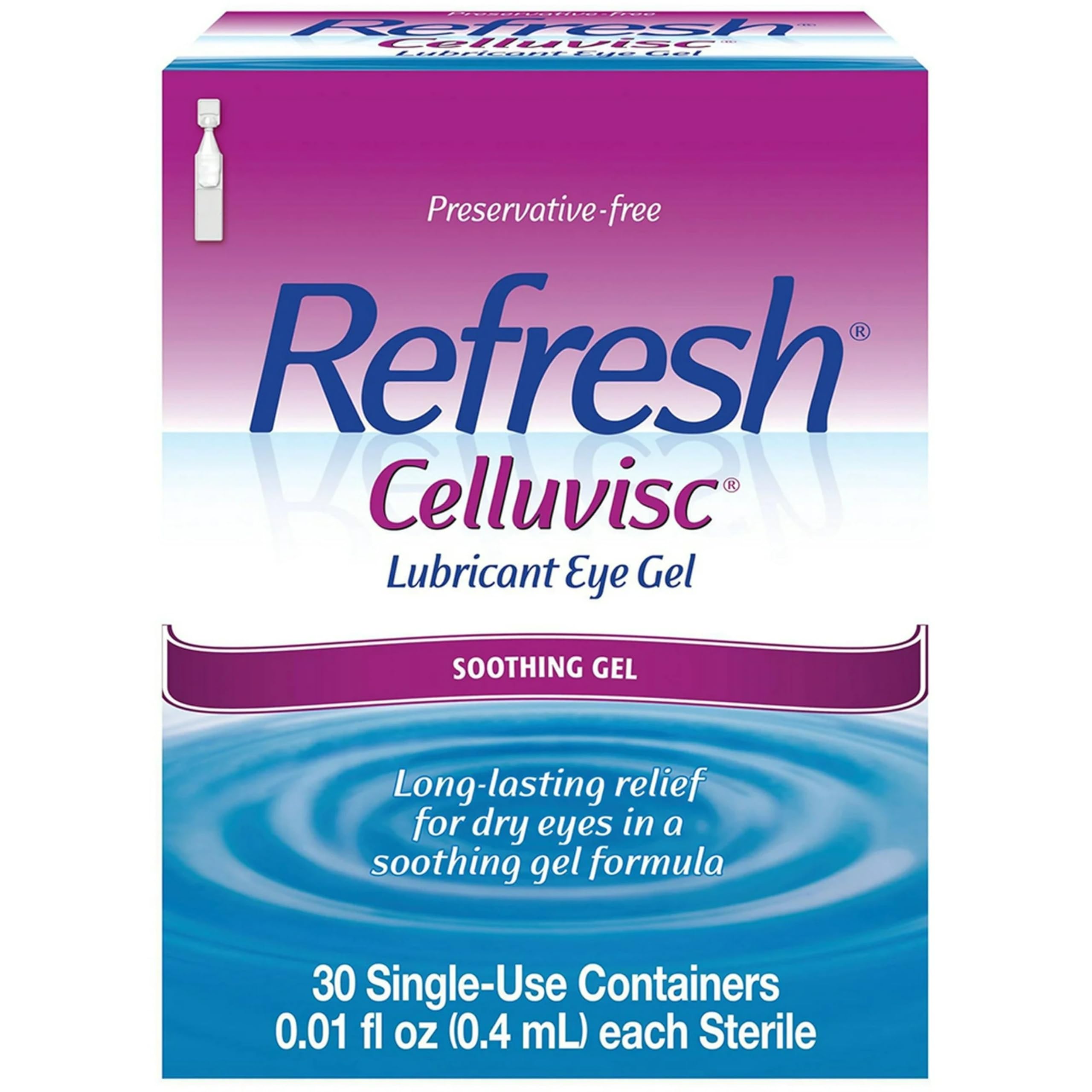 Refresh Celluvisc Lubricant Eye Gel - 30 Single-Use Containers (Pack of 12) | Dry Eye Relief for Contacts Wearers & Computer Users | Day & Night Moisturizing Eye Drops