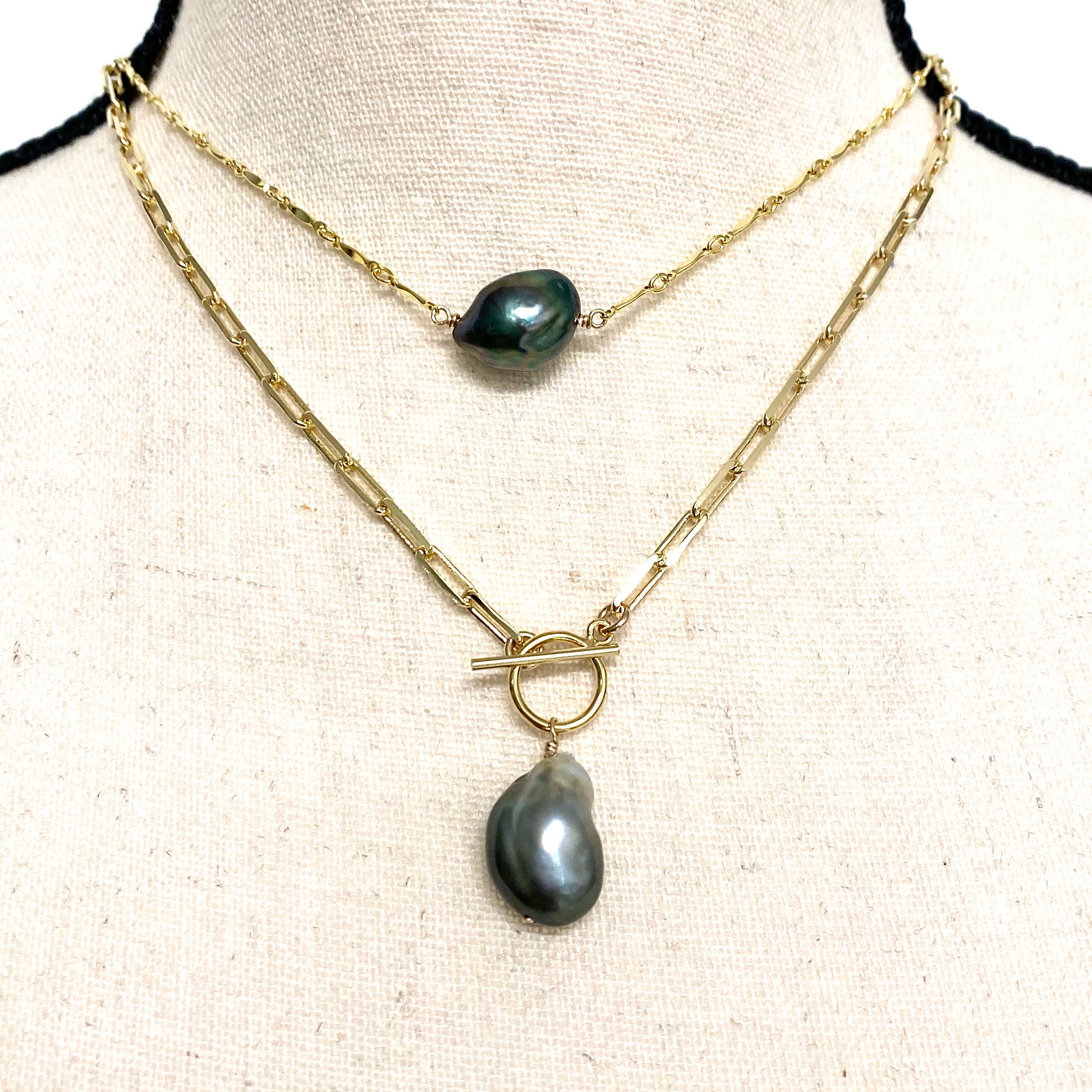 KIRI Large Keshi Tahitian Pearl Necklace (N343) - Elegant Jewelry for Women, Perfect for Weddings, Parties & Special Occasions
