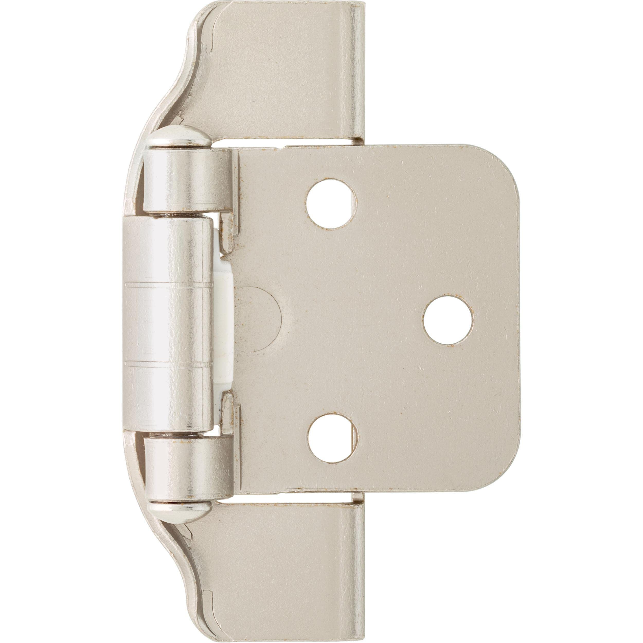 Franklin Brass 10-Pack Self-Closing Cabinet Hinges 1/2 Inch Semi-Wrap Overlay - Satin Nickel Finish H01915K-SN-B for Kitchen Cabinets, Cupboards & Furniture (Perfect for Smooth Door Closing & Space Saving)