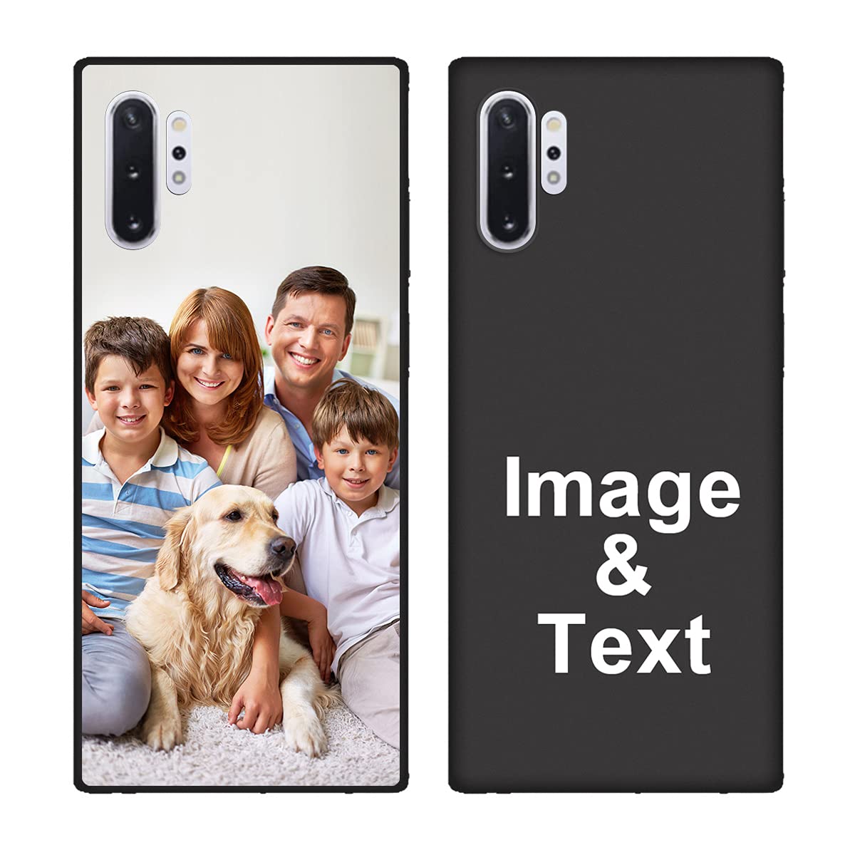 Customized Photo Case for Samsung Galaxy Note 10 - Personalized Picture Shockproof Silicone Cover | Soft Candy Design Protective Phone Case | Perfect Father's Day & Birthday Gift Idea | Black | Great for Daily Use, Travel & Special Occasions