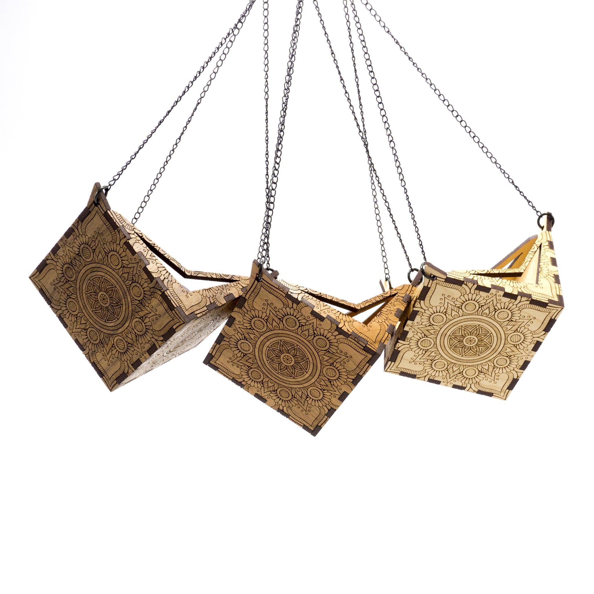 Hemicube Free Hanging Planter - Air Plant Holder | Handmade Wooden Home Decor for Plant Lovers | Unique Wall Display for Living Rooms, Offices & Gifts | Modern Boho Indoor Gardening Decor