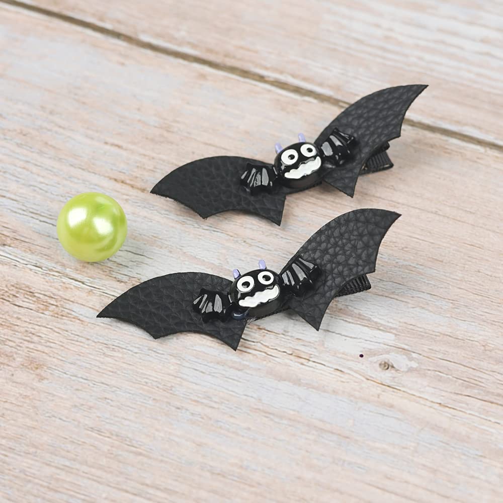 Baby Rose Halloween Headband with Pumpkin Bow & Bat Wing Hair Clips (4pcs) - Cute Infant Costume Accessories for Halloween Parties & Photo Shoots