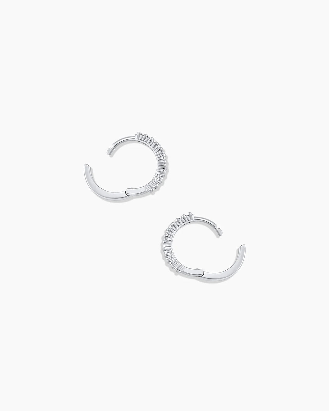 14K White Gold Diamond Pavé Huggie Hoop Earrings for Women - Elegant Everyday & Special Occasion Jewelry
