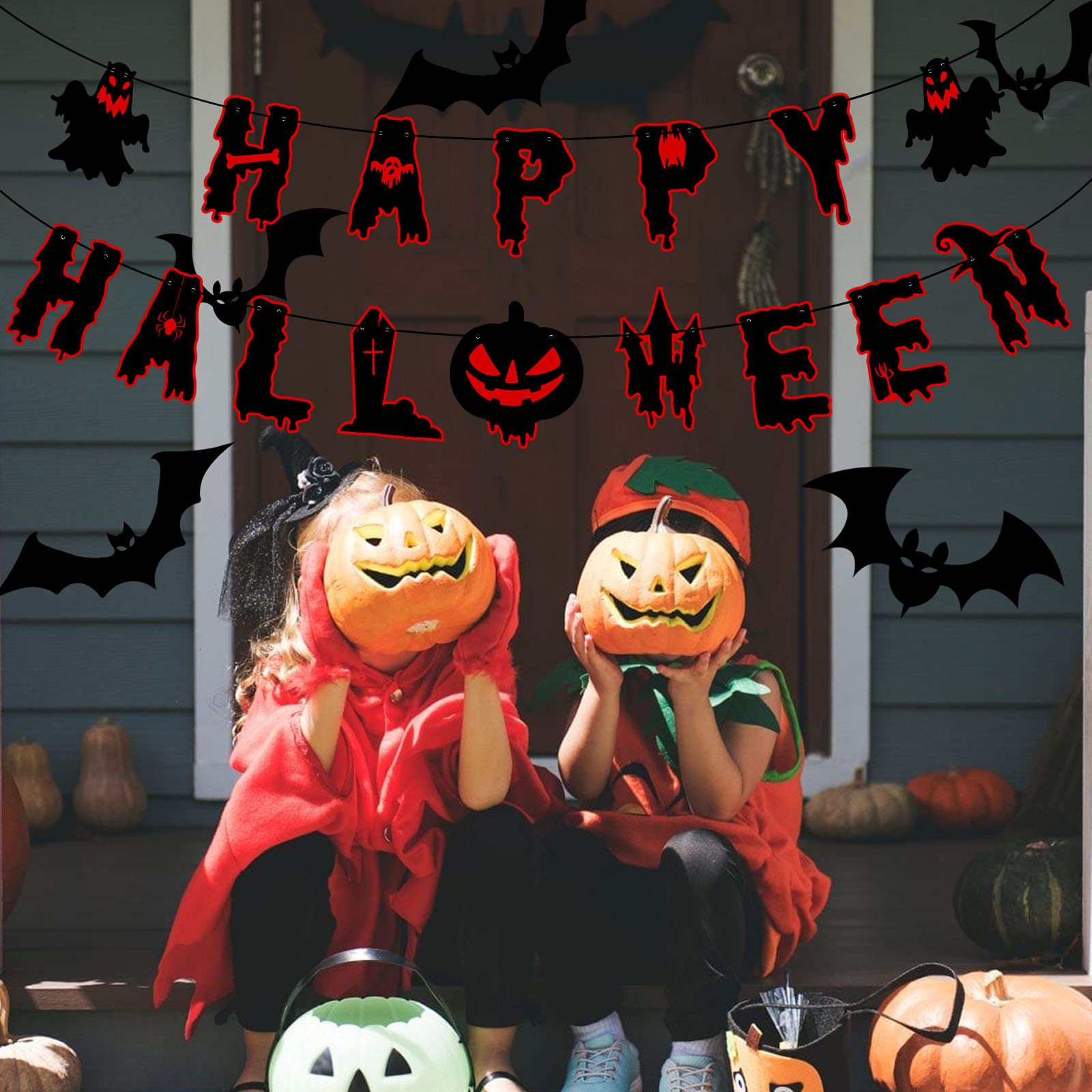 Happy Halloween Banner - Spooky Halloween Party Decorations for Haunted House, Mantle & Halloween Theme Party | Perfect for Home, Office & Outdoor Decor