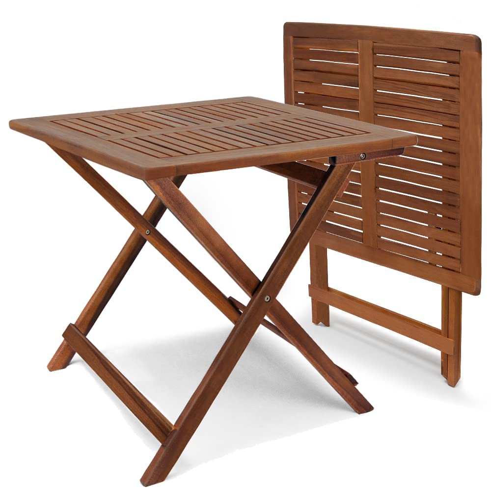 Outdoor Folding Side Table 27x27 Inch - Acacia Wood Adirondack Patio Table for Garden, Camping & Backyard - Portable Coffee & Dining End Table for Outdoor Relaxation & Entertaining